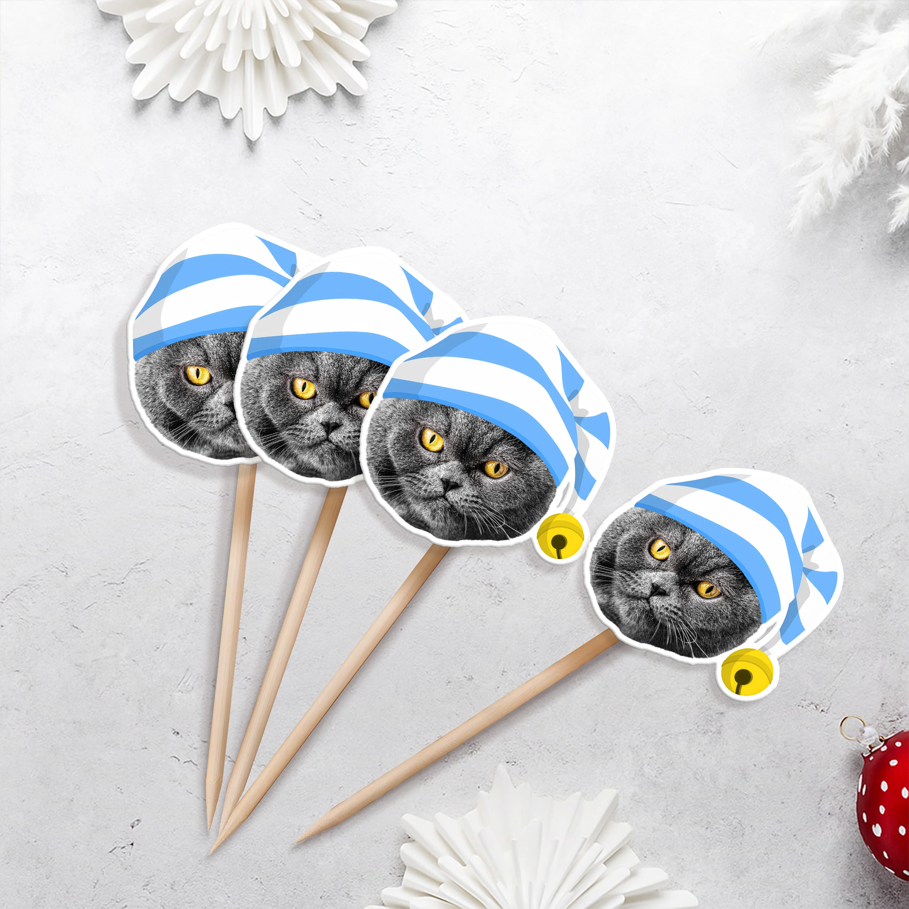Custom Photo Cute Cat Cupcake Topper Christmas Gift For Cat Lovers TH10 894751 - Image 2