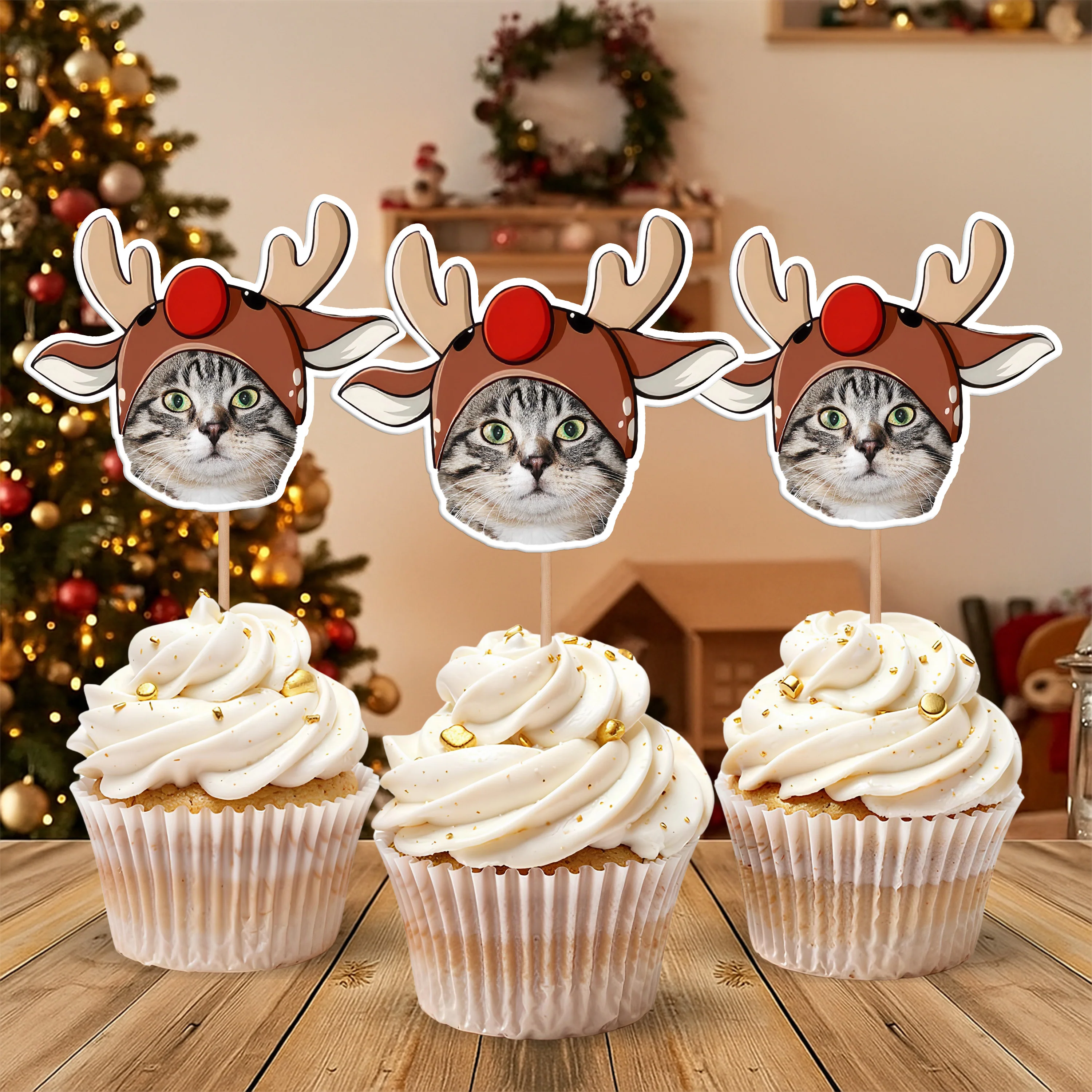 Custom Photo Cute Cat Cupcake Topper Christmas Gift For Cat Lovers TH10 894751 - Image 3