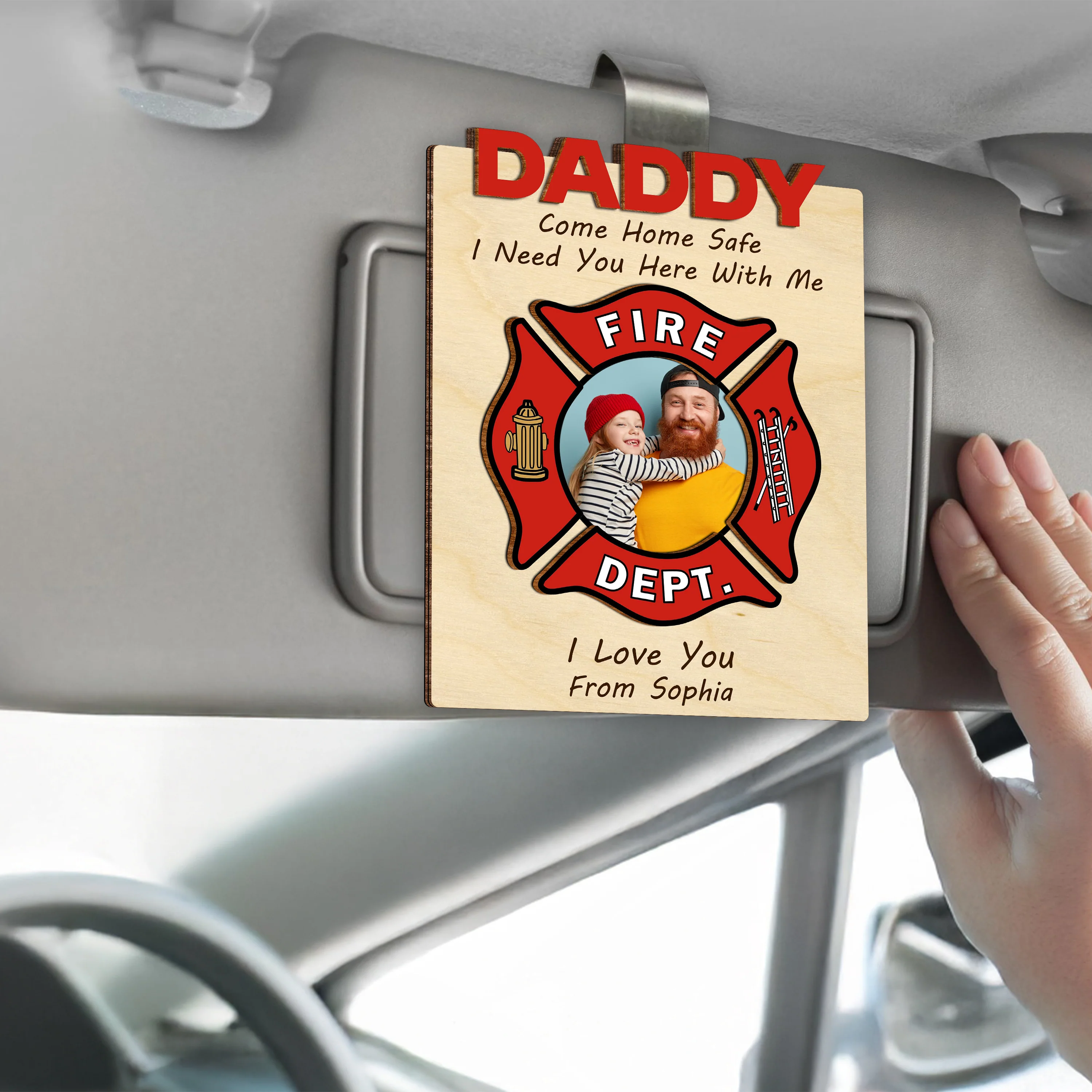 Custom Photo Dad Car Visor Clip Gift For Firefighter CH07 896066 - Image 6