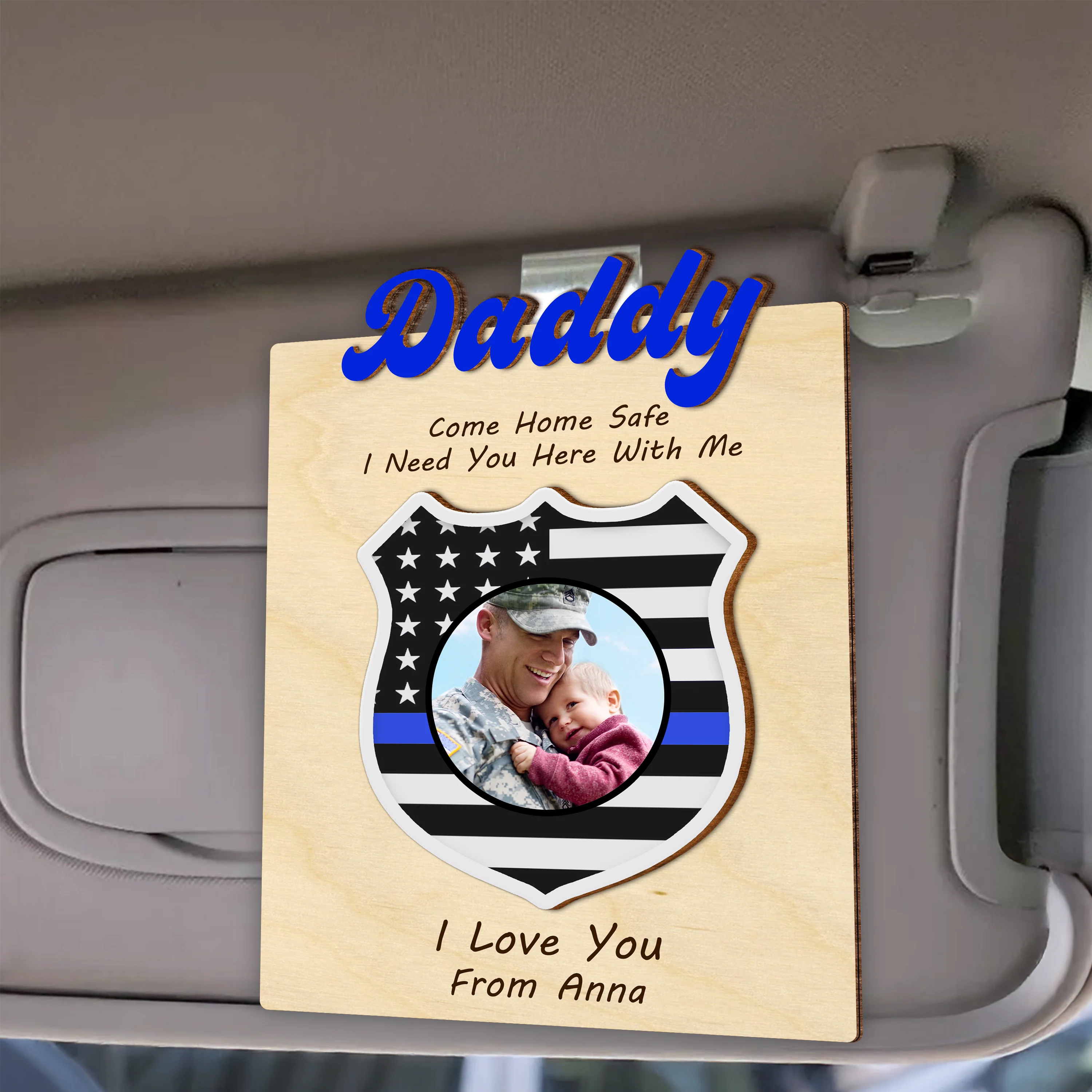 Custom Photo Dad Car Visor Clip Gift For Policeman CH07 896132 - Image 2