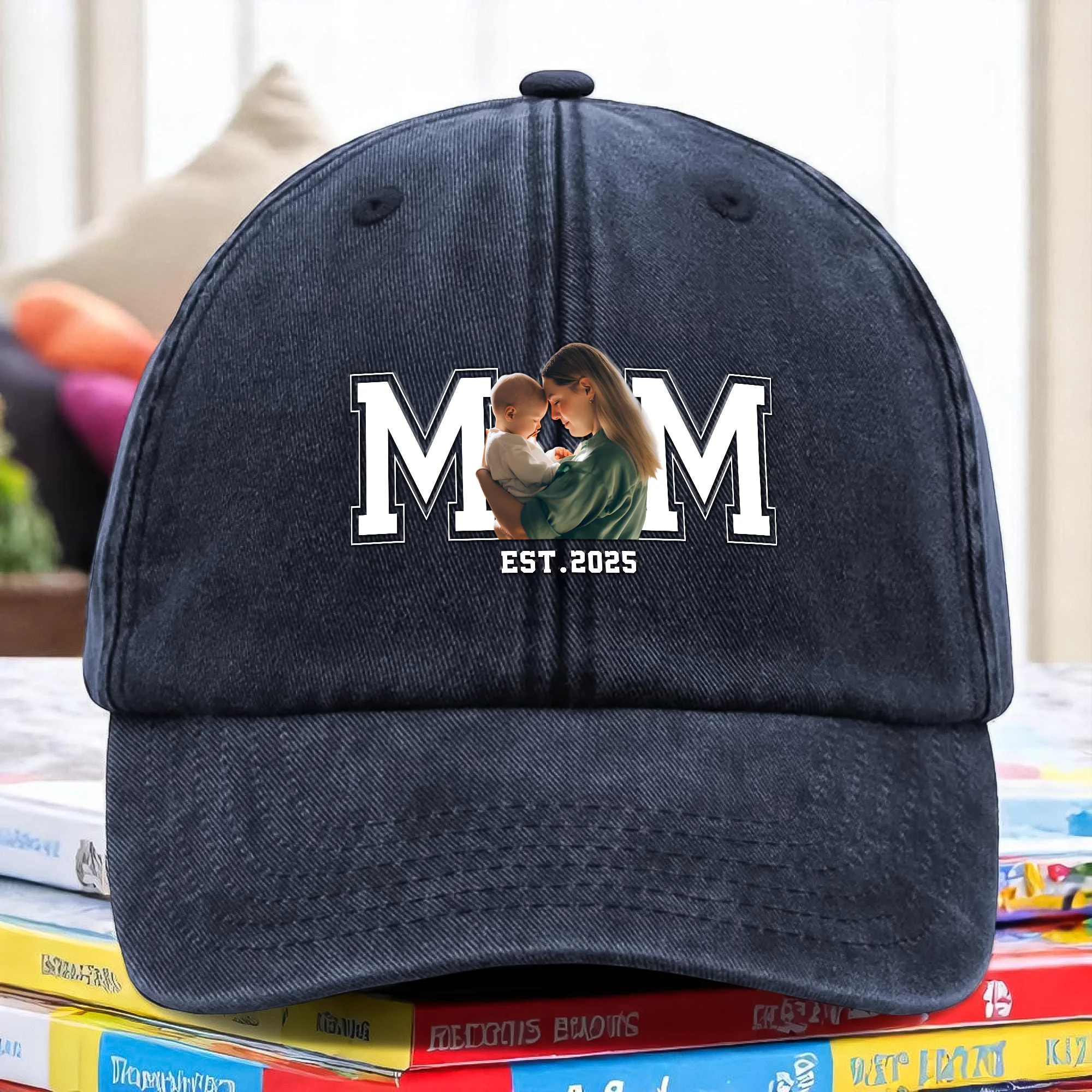 Custom Photo Dad & Kid Washed Denim Baseball Cap Father's Day, Gift For Dad CH07 895918 - Image 3