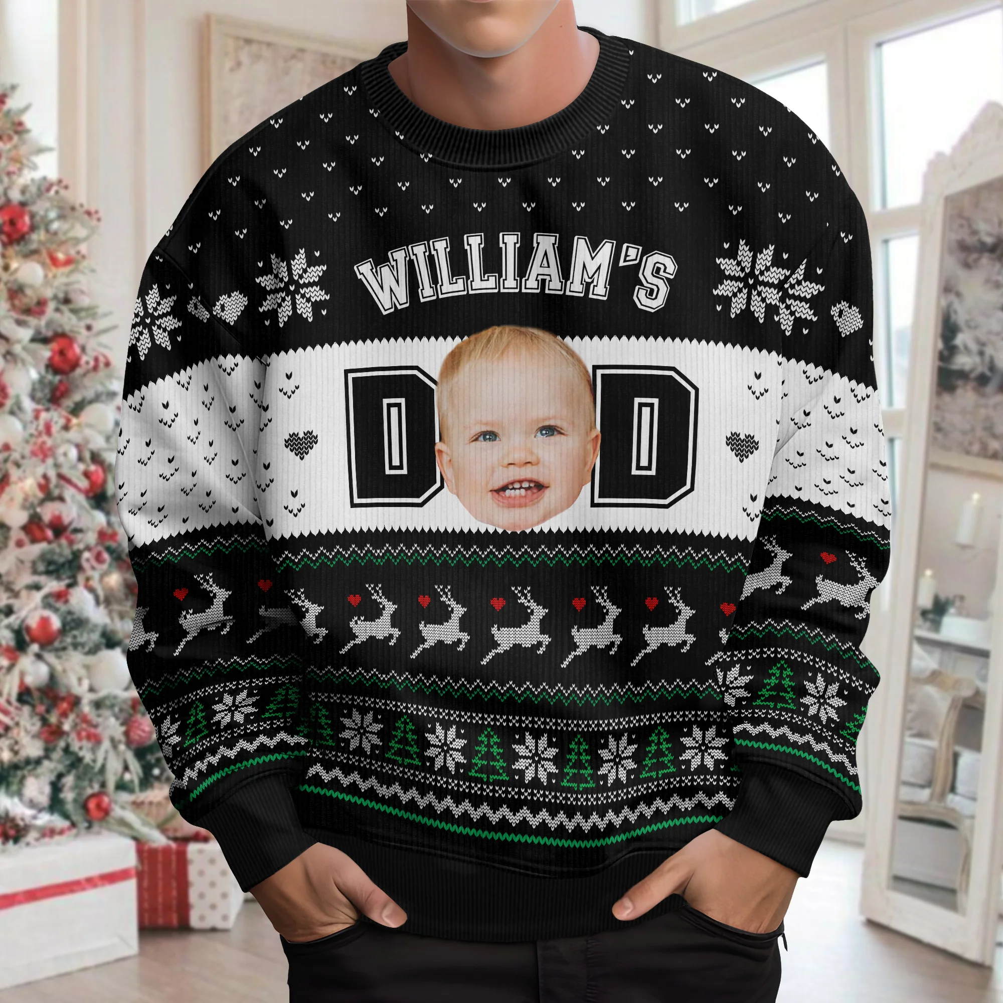 Custom Photo Dad Mom Ugly Sweater HO82 900314 - Image 5