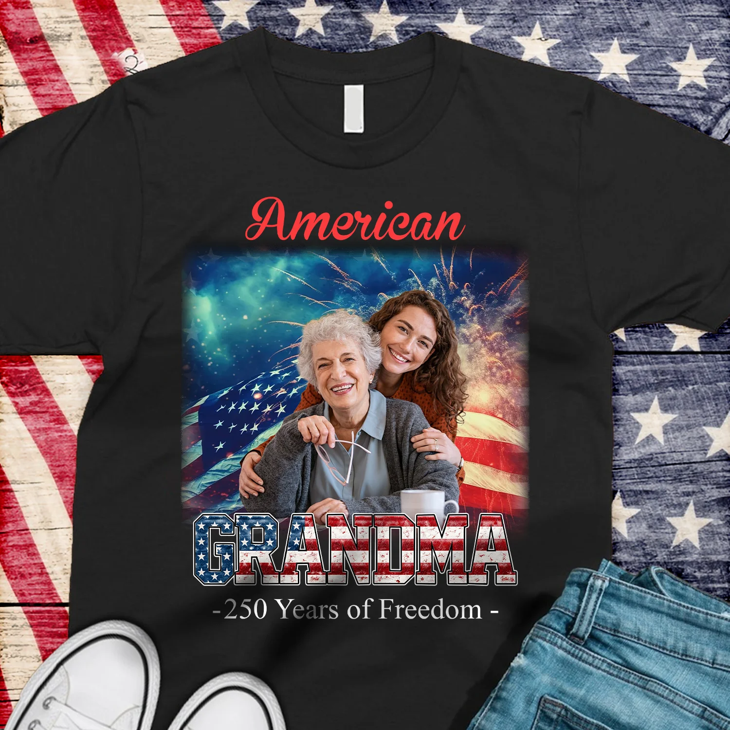 Custom Photo Dad Myth Legend USA 250th Anniversary Dark Shirt HO82 902126 - Image 3