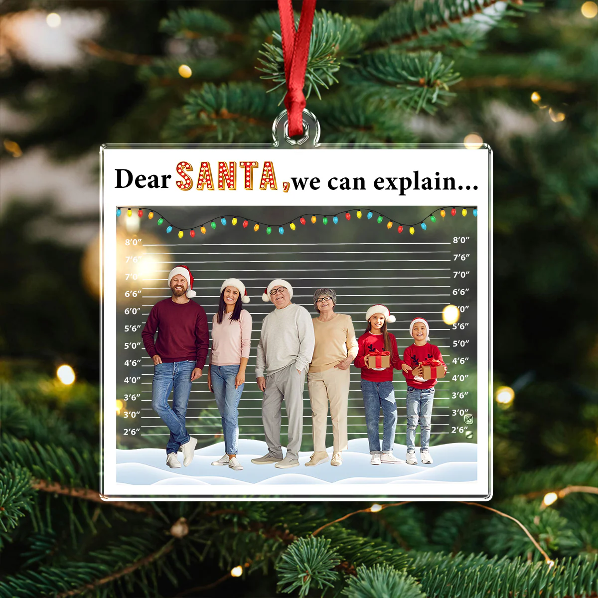 Custom Photo Dear Santa, We Can Explain - Personalized Acrylic Ornament Gift For For Family, Kids, Friends LM32 895789 - Image 2