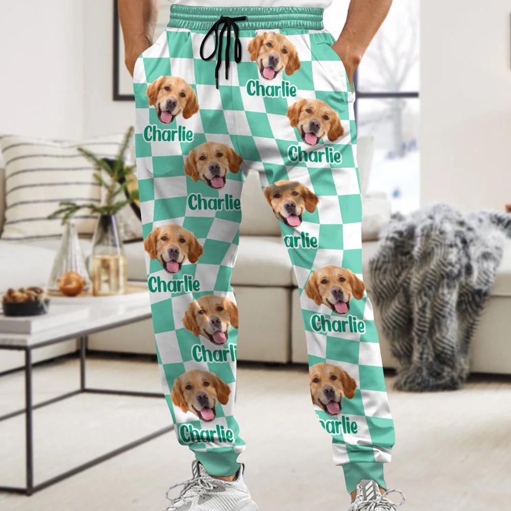 Custom Photo Dog Cat - Checkerboard Street Style Sweatpants HA75 892616 - Image 6