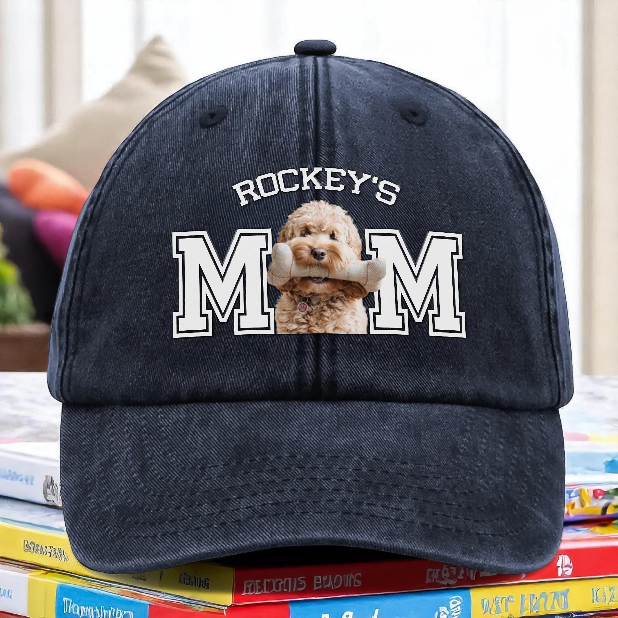 Custom Photo Dog Cat Dad Washed Denim Baseball Cap HA75 892466 - Image 10