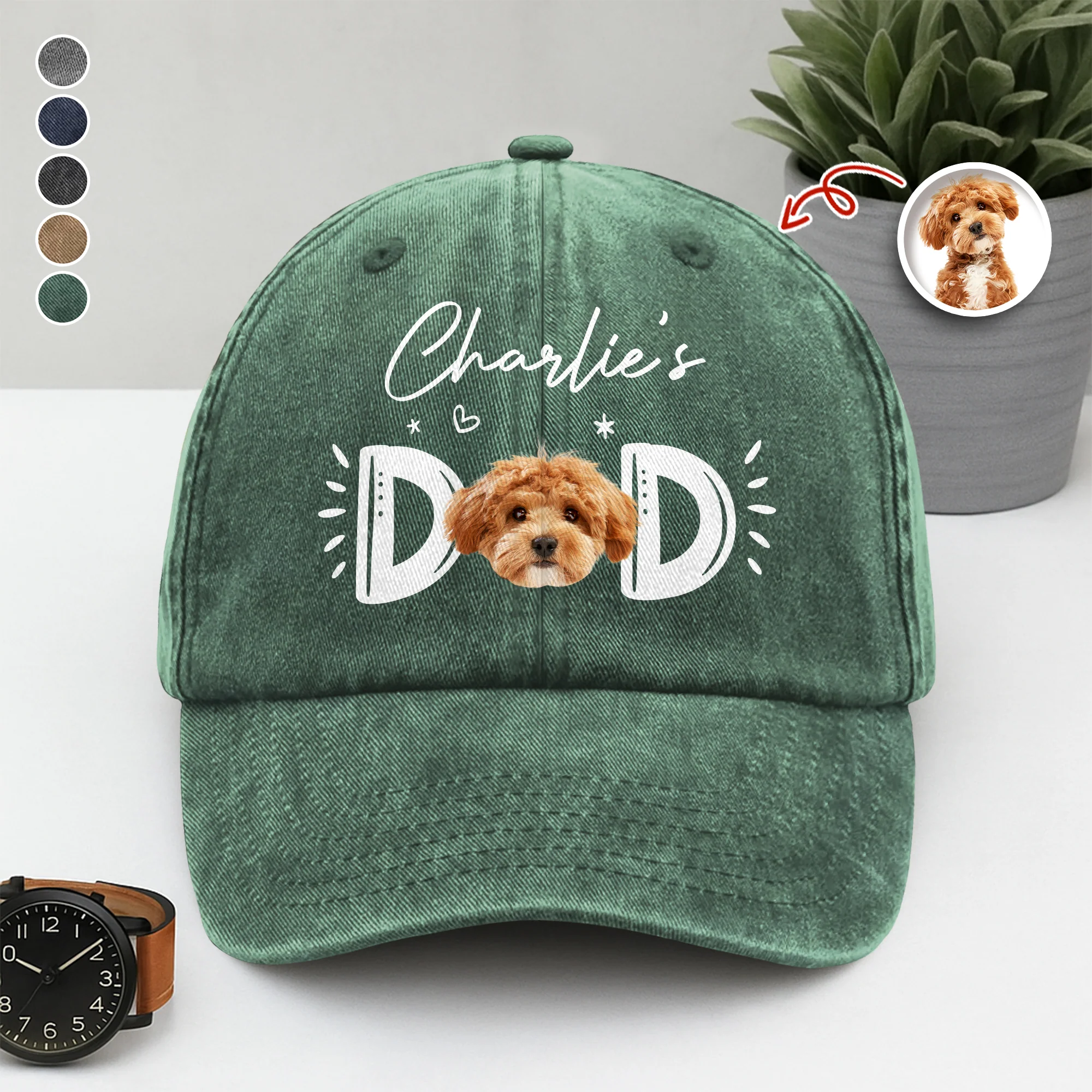 Custom Photo Dog Cat - Dog Mom Cat Mom Washed Denim Baseball Cap HA75 897008 - Image 2