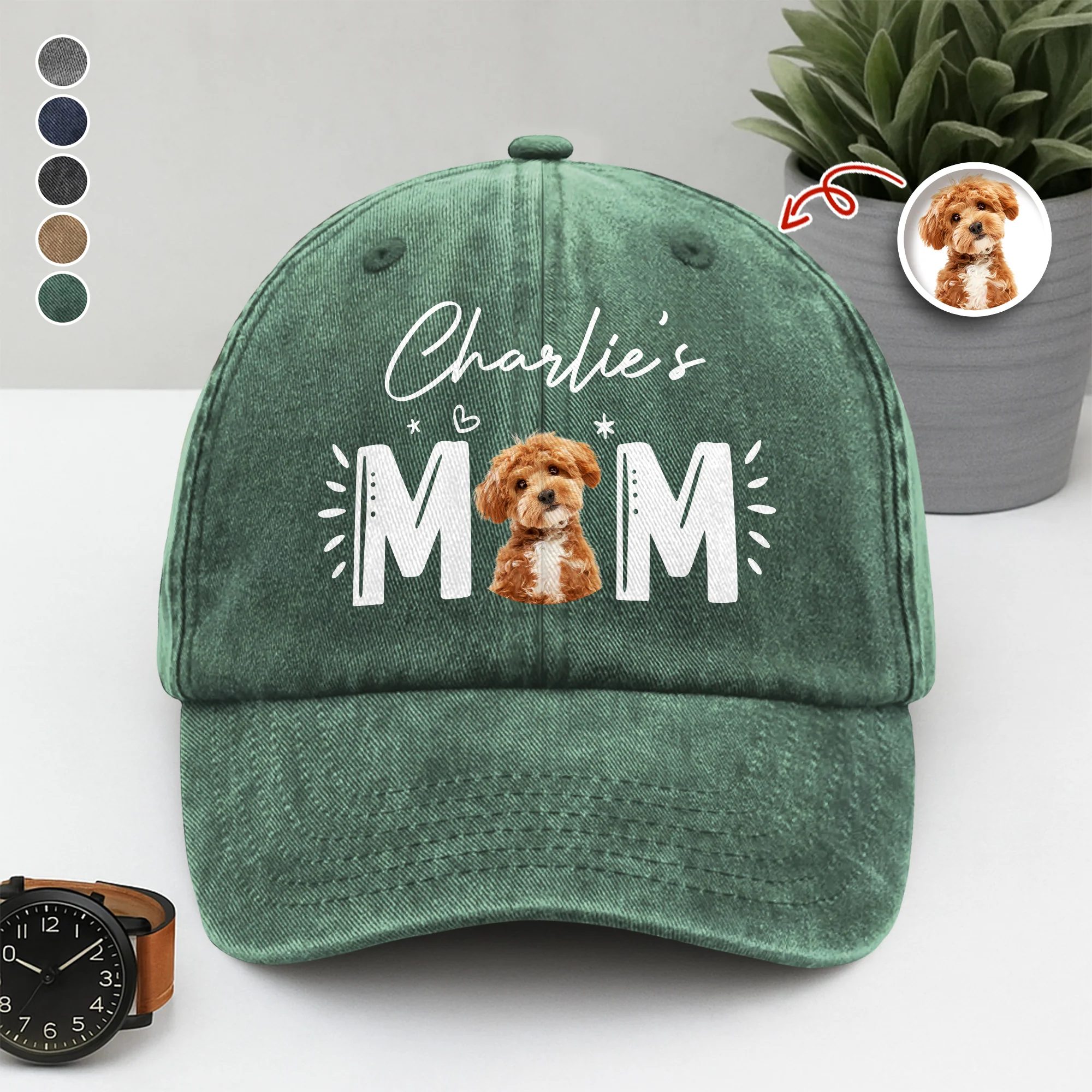 Custom Photo Dog Cat - Dog Mom Cat Mom Washed Denim Baseball Cap HA75 897008 - Image 4