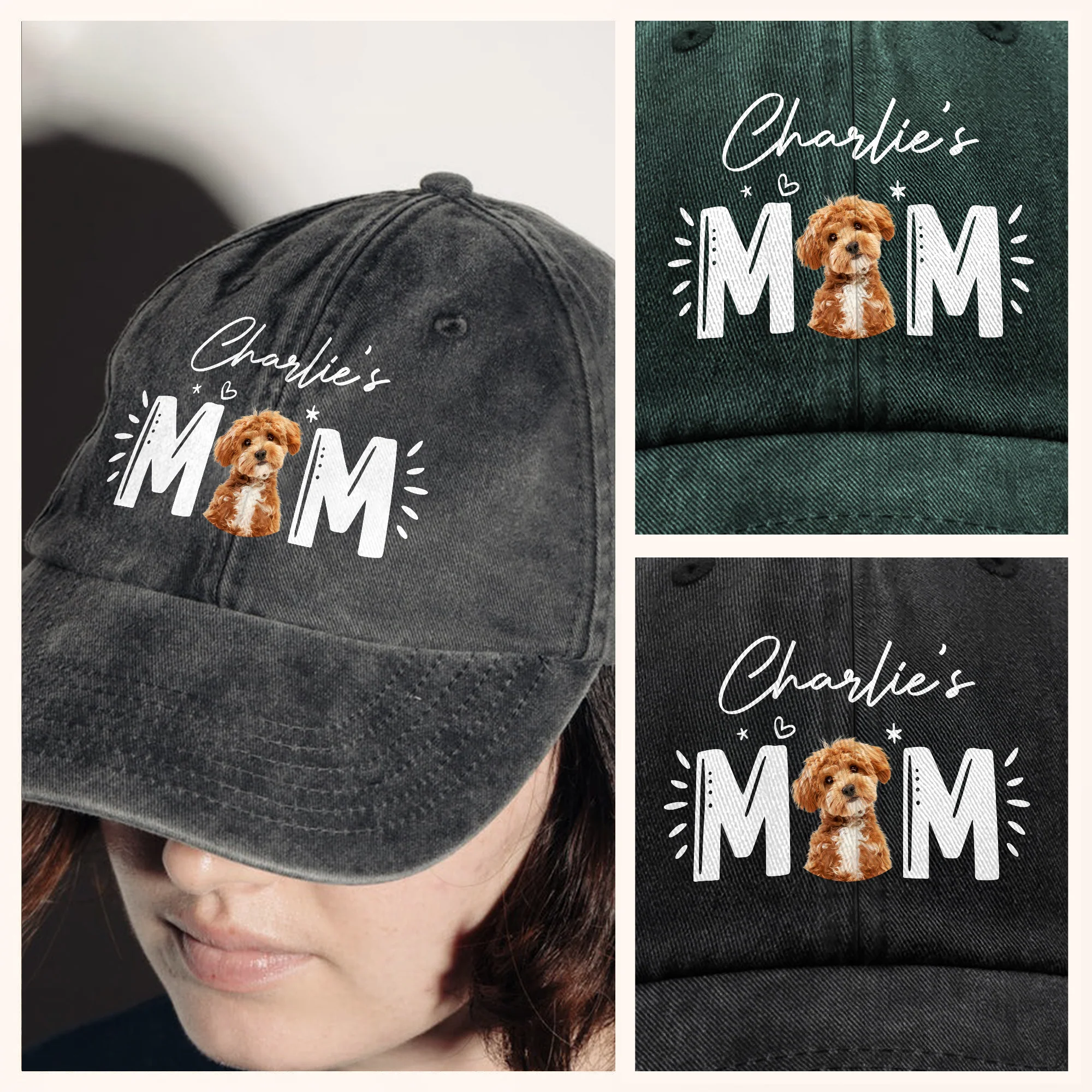 Custom Photo Dog Cat - Dog Mom Cat Mom Washed Denim Baseball Cap HA75 897008 - Image 9