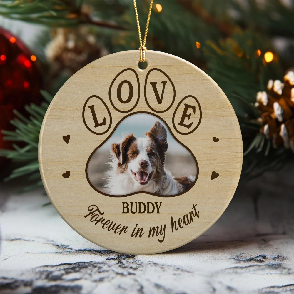 Custom Photo Dog Cat Forever In My Heart Ceramic Ornament HA75 892780 - Image 3