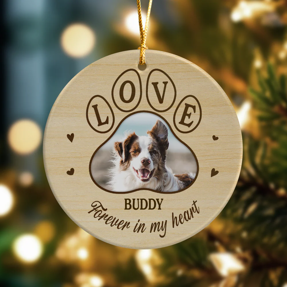 Custom Photo Dog Cat Forever In My Heart Ceramic Ornament HA75 892780 - Image 4