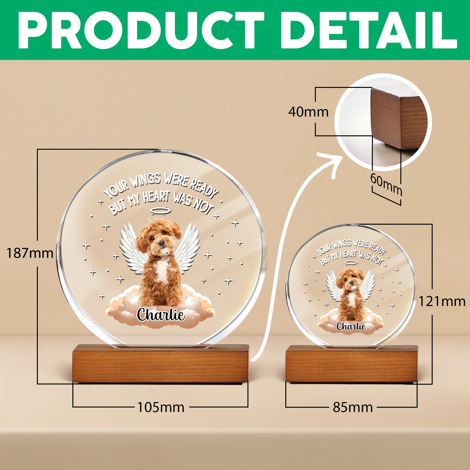 Custom Photo Dog Cat Once By My Side Forever In My Heart Round Acrylic Frame Block HA75 892782 - Image 7