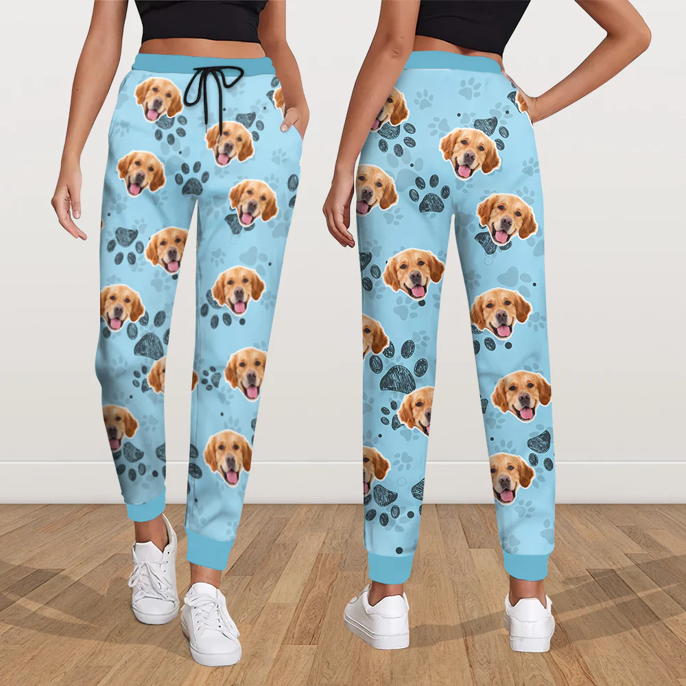 Custom Photo Dog Cat Paw Pattern Sweatpants HA75 892612 - Image 3
