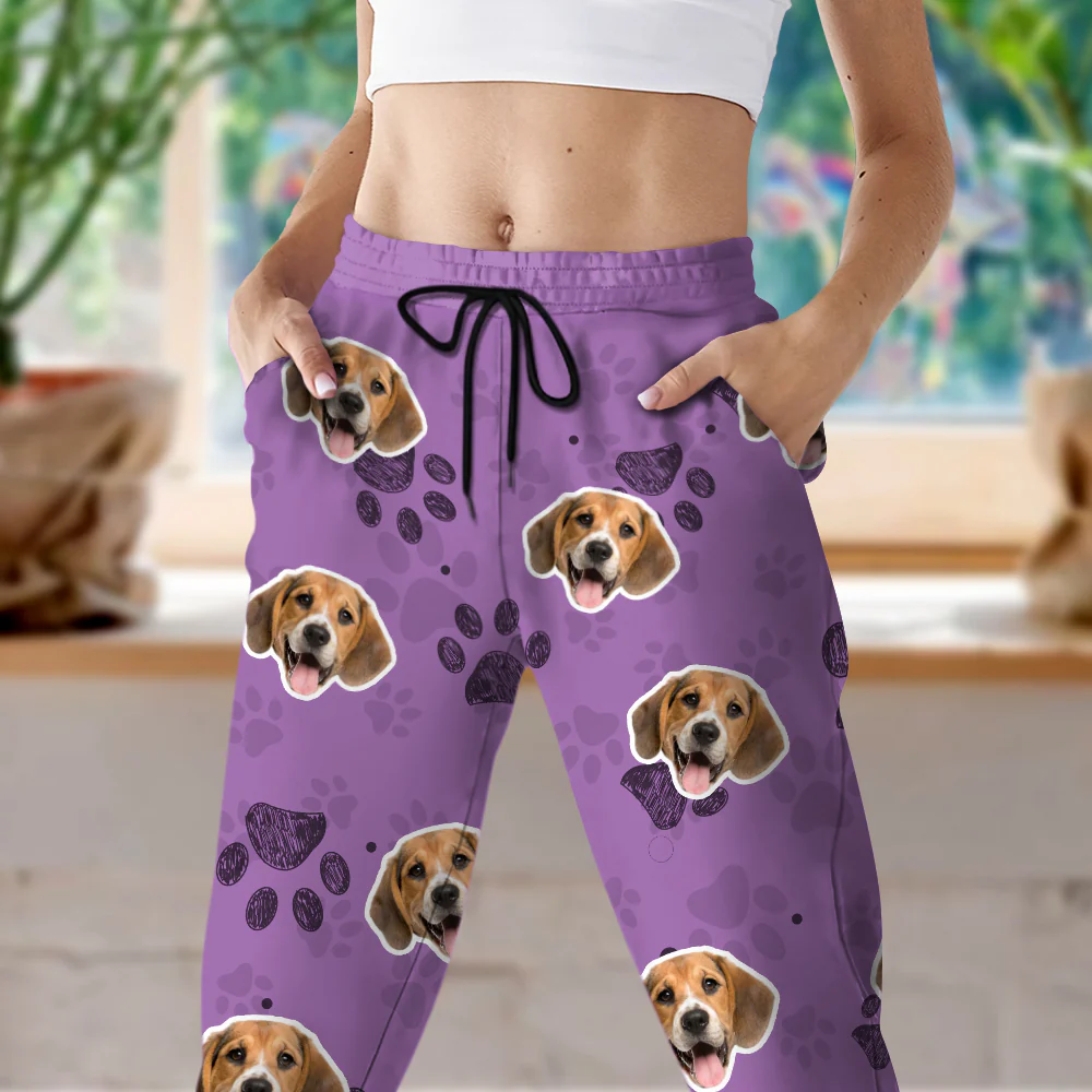 Custom Photo Dog Cat Paw Pattern Sweatpants HA75 892612 - Image 7