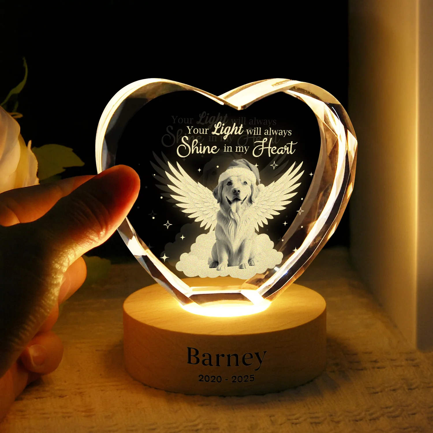 Custom Photo Dog Cat Pet Your Light Will Always Shine In My Heart Memorial Engraved Crystal Photo With Light HA75 898212 - Image 4