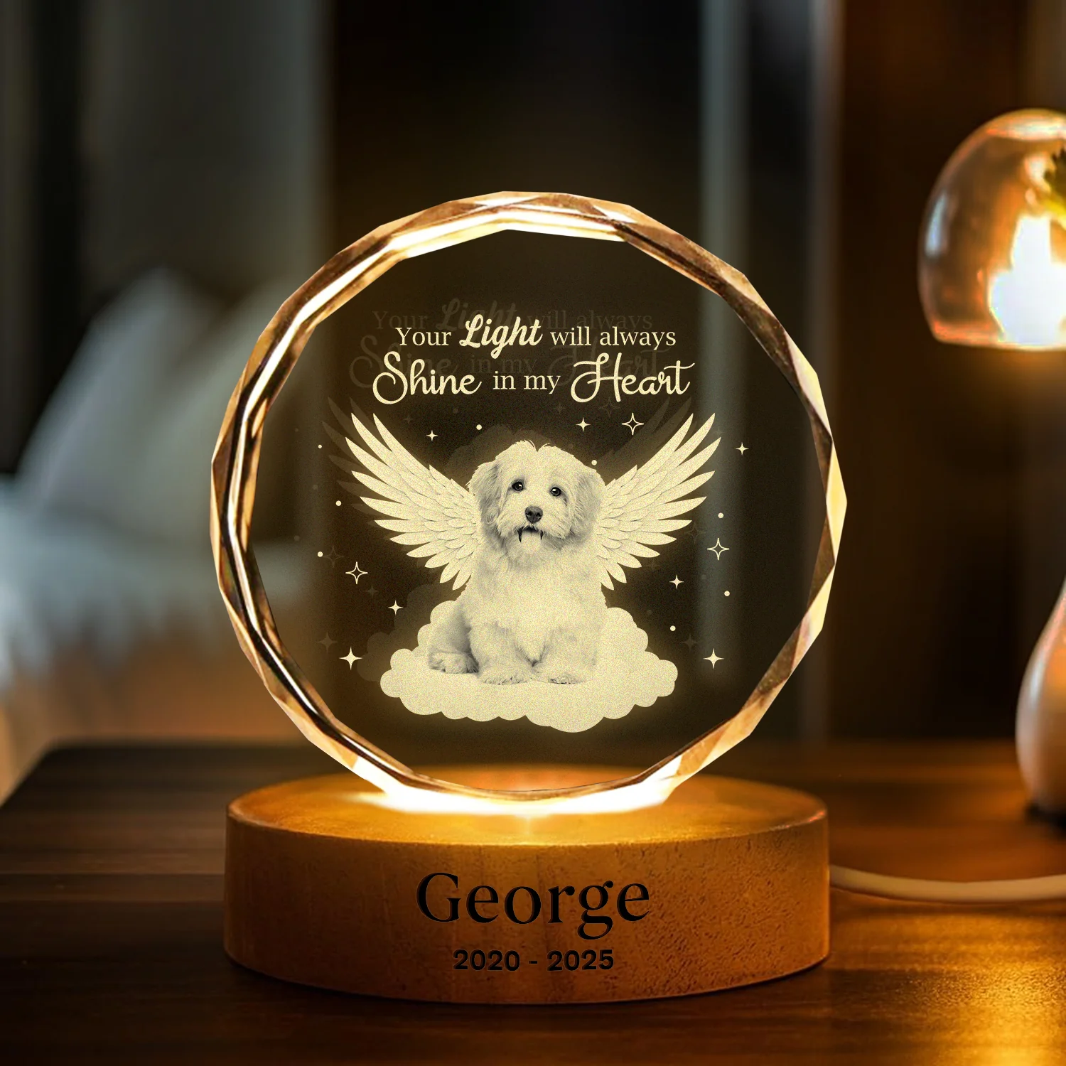 Custom Photo Dog Cat Pet Your Light Will Always Shine In My Heart Memorial Engraved Crystal Photo With Light HA75 898212 - Image 9