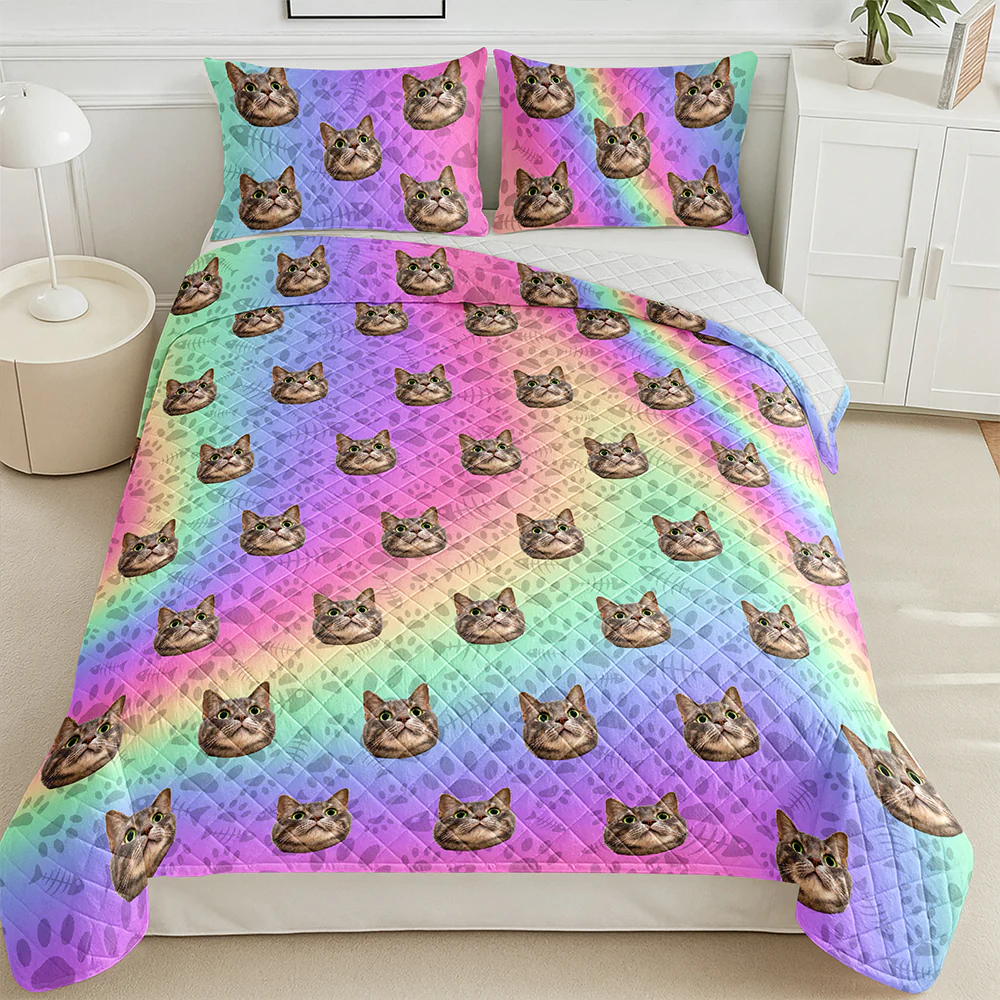 Custom Photo Dog Cat With Paw Quilt Bedding Set HO82 900714 - Image 10