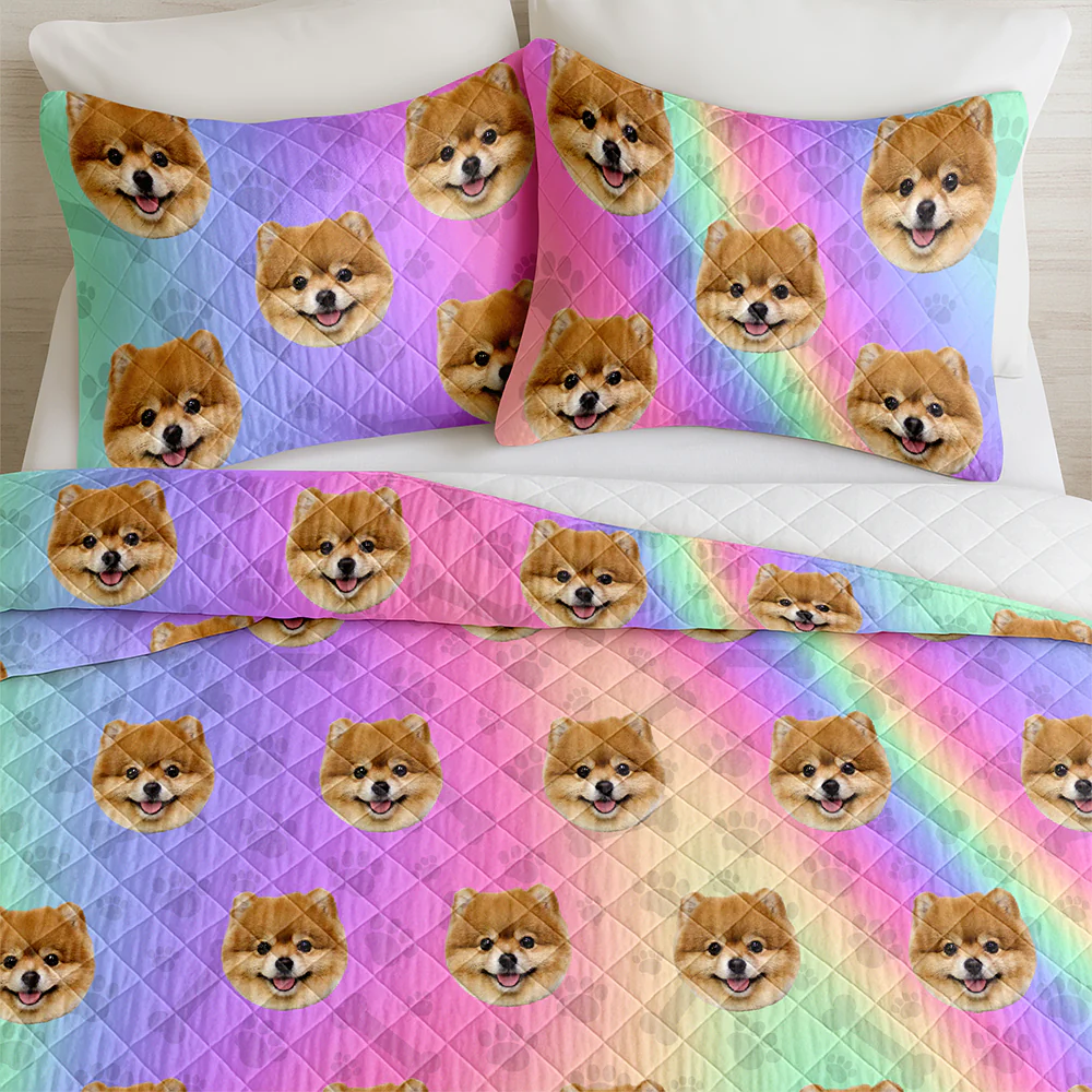 Custom Photo Dog Cat With Paw Quilt Bedding Set HO82 900714 - Image 11