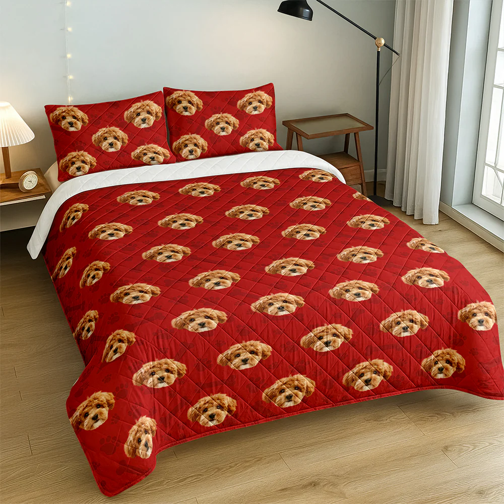 Custom Photo Dog Cat With Paw Quilt Bedding Set HO82 900714 - Image 2