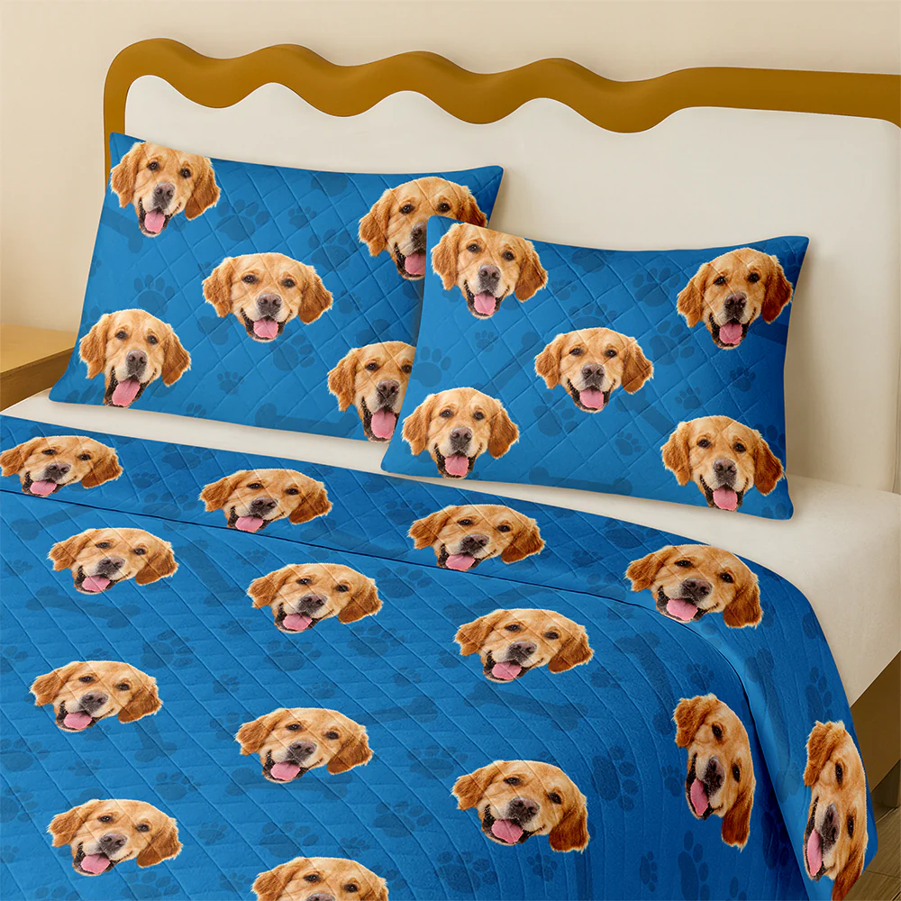 Custom Photo Dog Cat With Paw Quilt Bedding Set HO82 900714 - Image 3