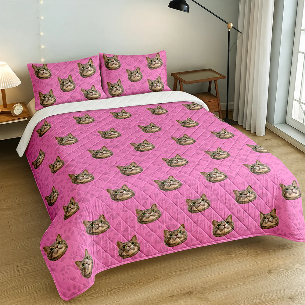 Custom Photo Dog Cat With Paw Quilt Bedding Set HO82 900714 - Image 5