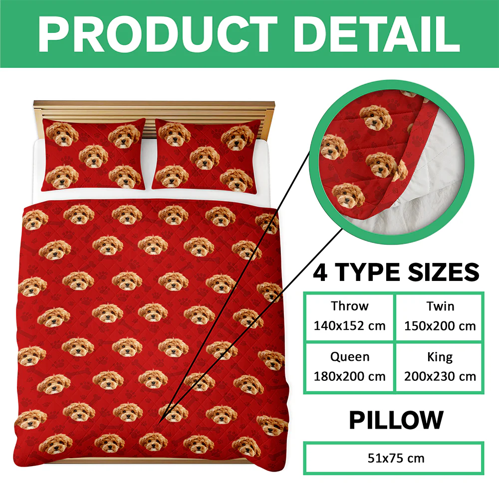 Custom Photo Dog Cat With Paw Quilt Bedding Set HO82 900714 - Image 7