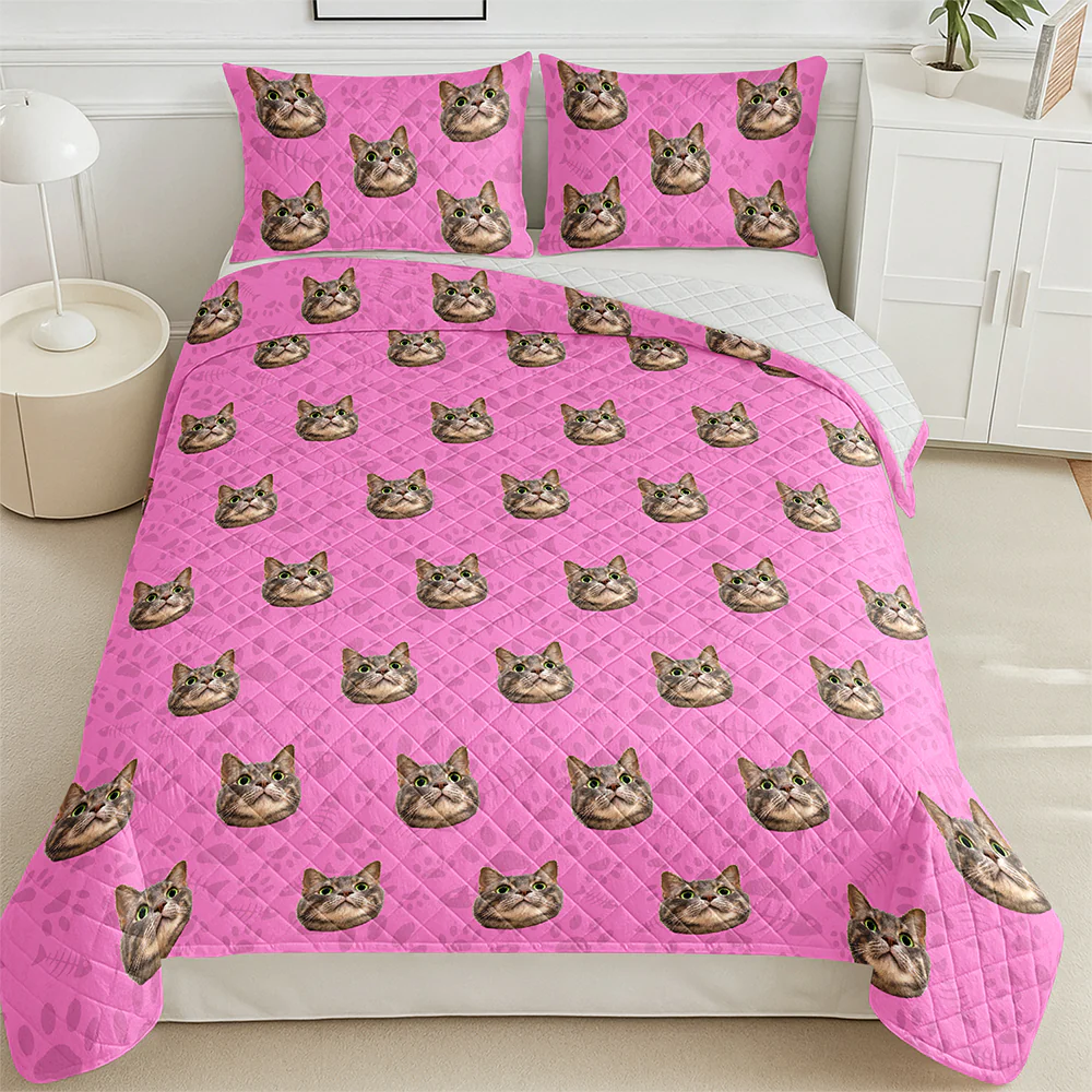 Custom Photo Dog Cat With Paw Quilt Bedding Set HO82 900714 - Image 8