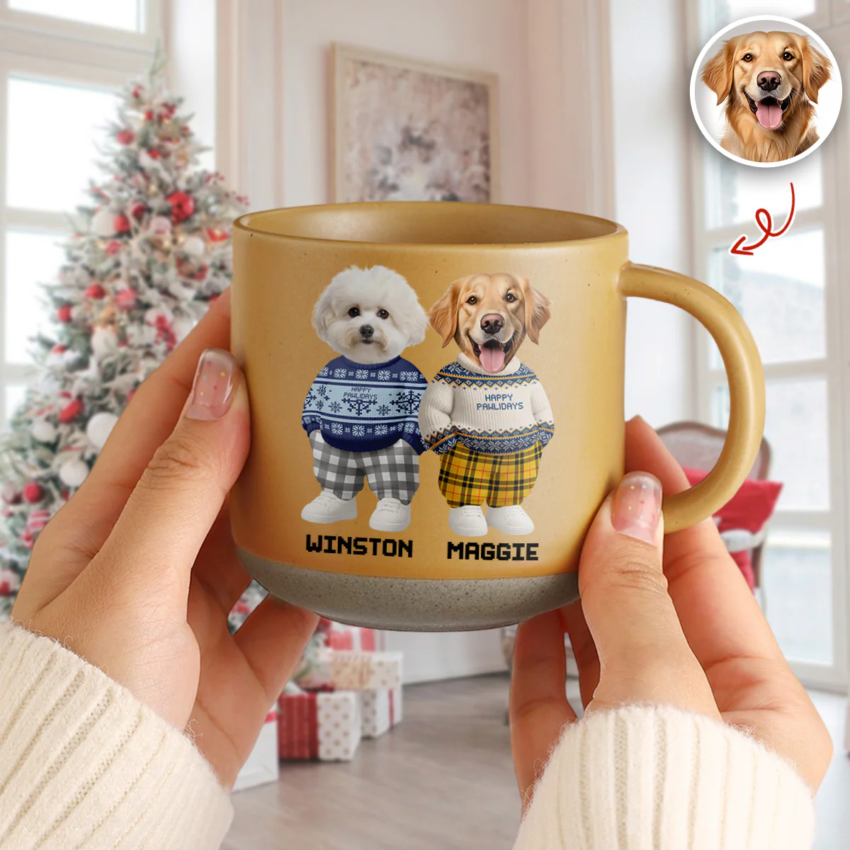 Custom Photo Dog Cat Xmas Clothes Christmas Pottery Mug For Dog Cat Lovers CH07 899316 - Image 4