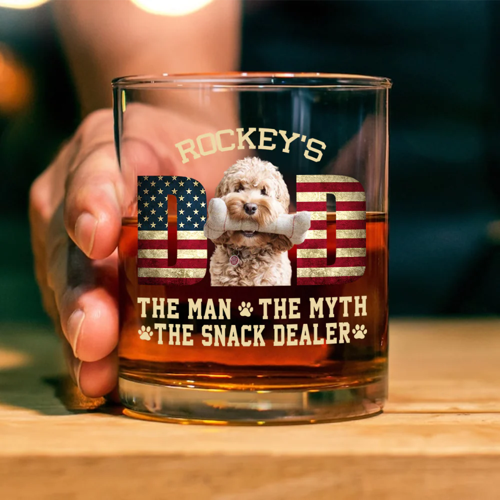 Custom Photo Dog Dad The Man The Myth American Flag Dad Rock Glass HA75 892272 - Image 9