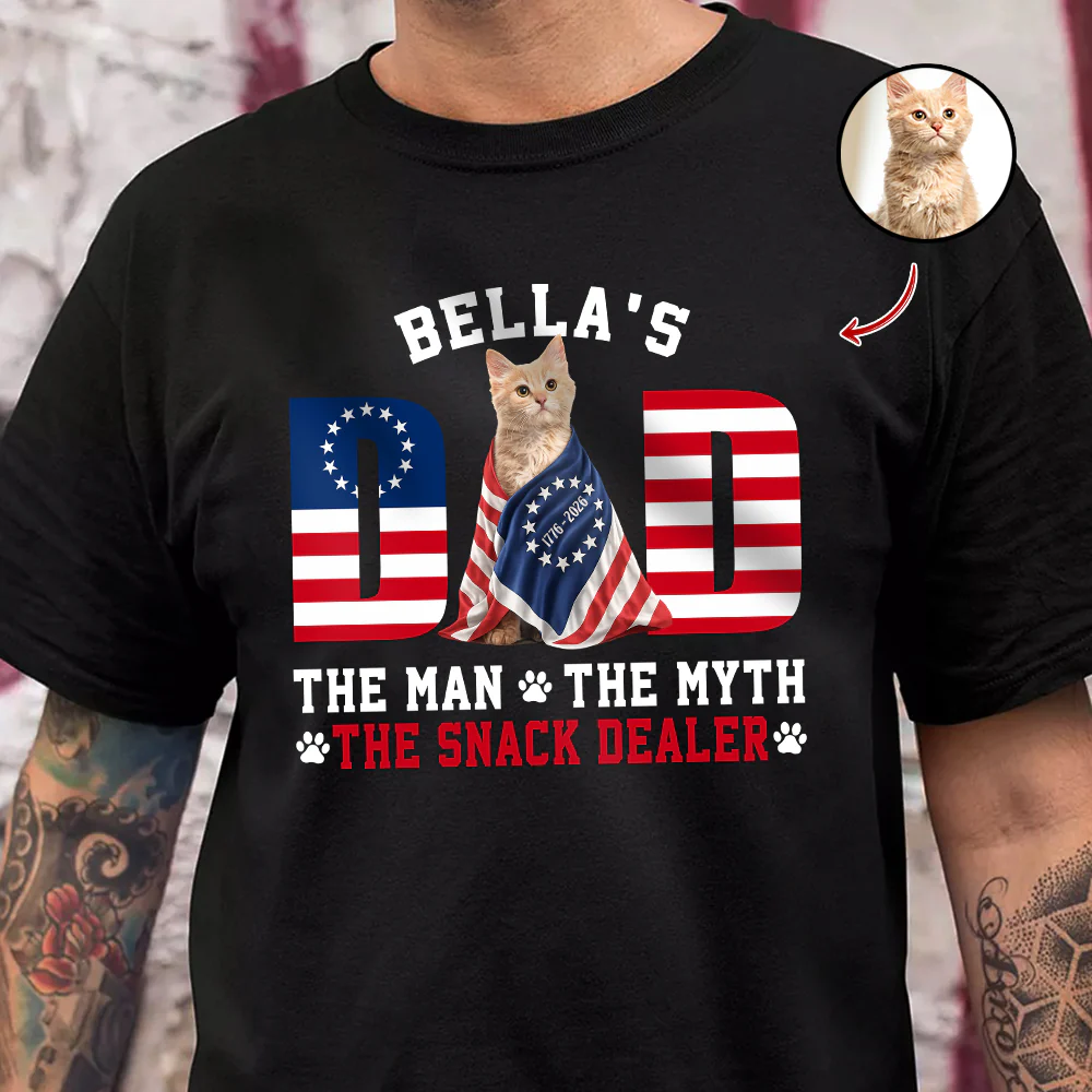 Custom Photo Dog - Dog's Dad The Man The Myth The Dealer American Flag Dark Shirt HO82 901262 - Image 2