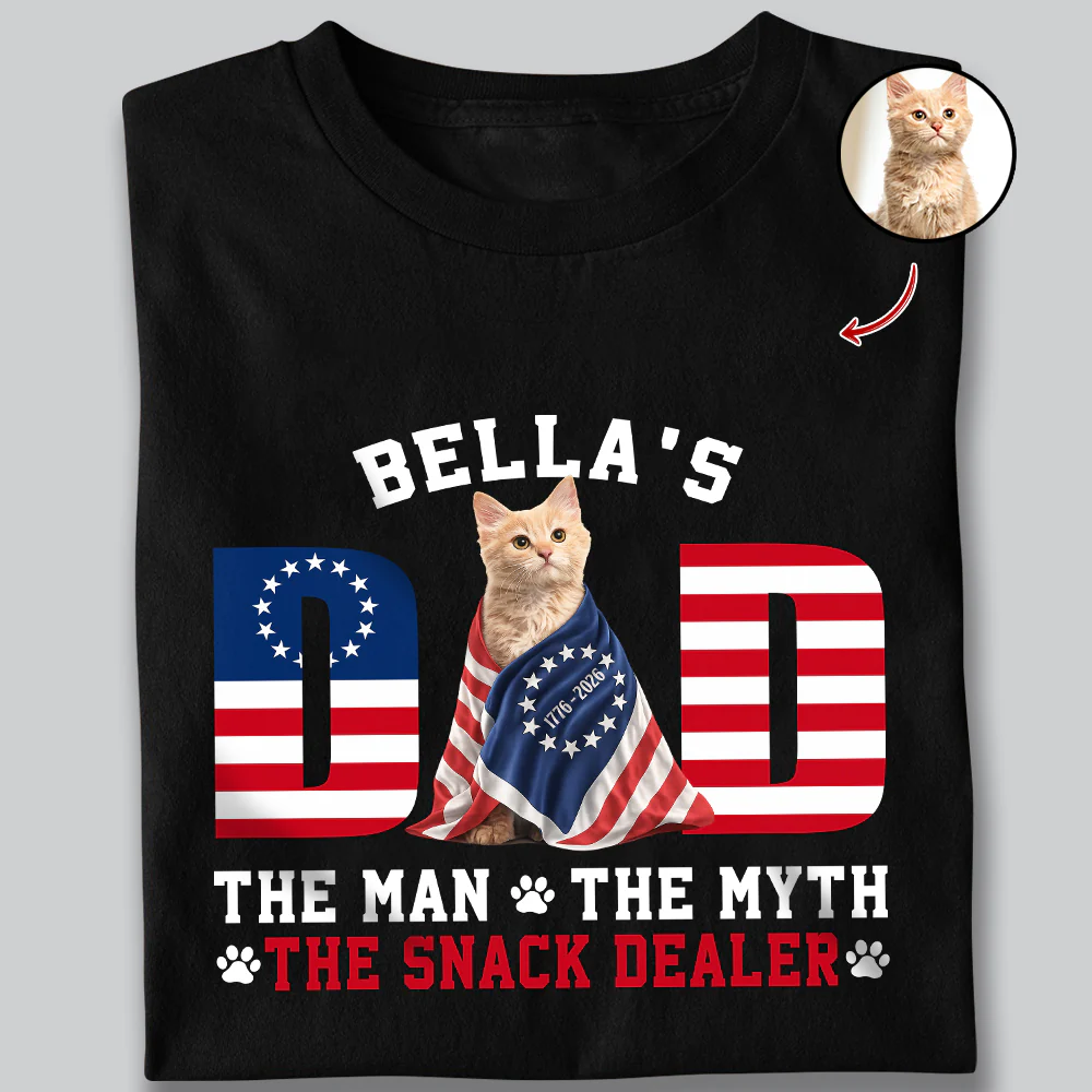 Custom Photo Dog - Dog's Dad The Man The Myth The Dealer American Flag Dark Shirt HO82 901262 - Image 5