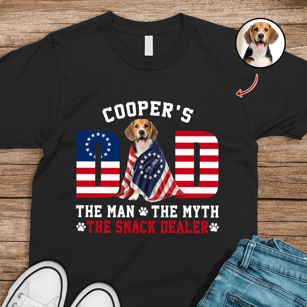 Custom Photo Dog - Dog's Dad The Man The Myth The Dealer American Flag Dark Shirt HO82 901262 - Image 6