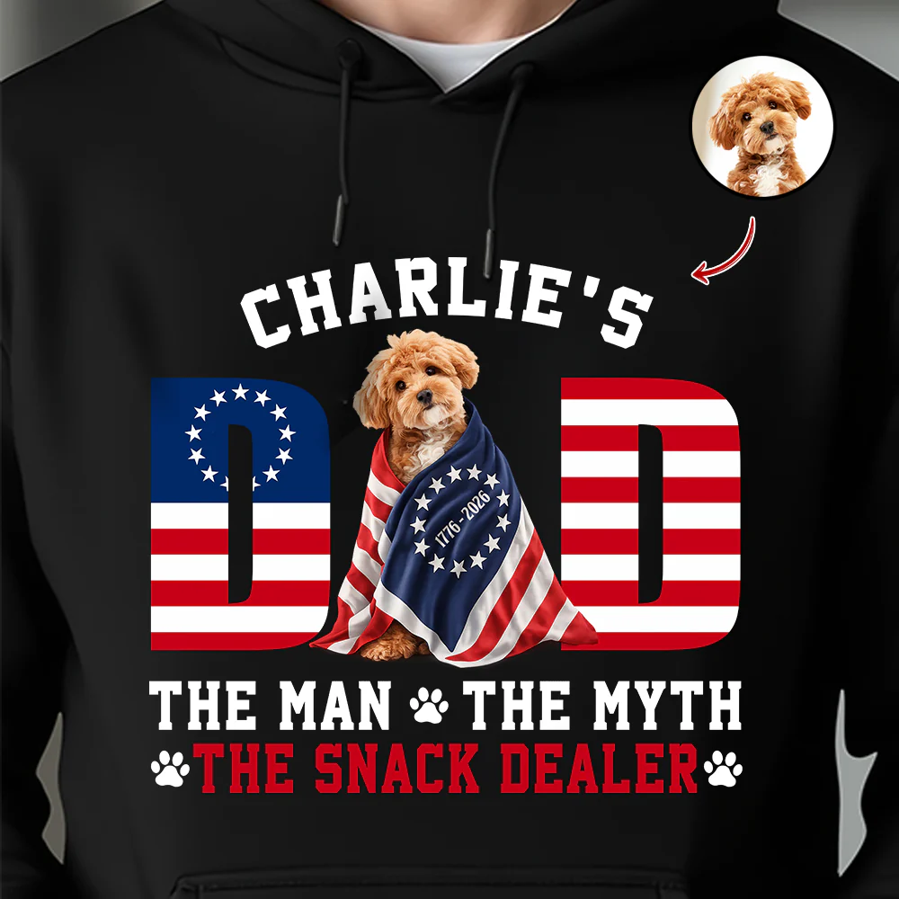 Custom Photo Dog - Dog's Dad The Man The Myth The Dealer American Flag Dark Shirt HO82 901262 - Image 8