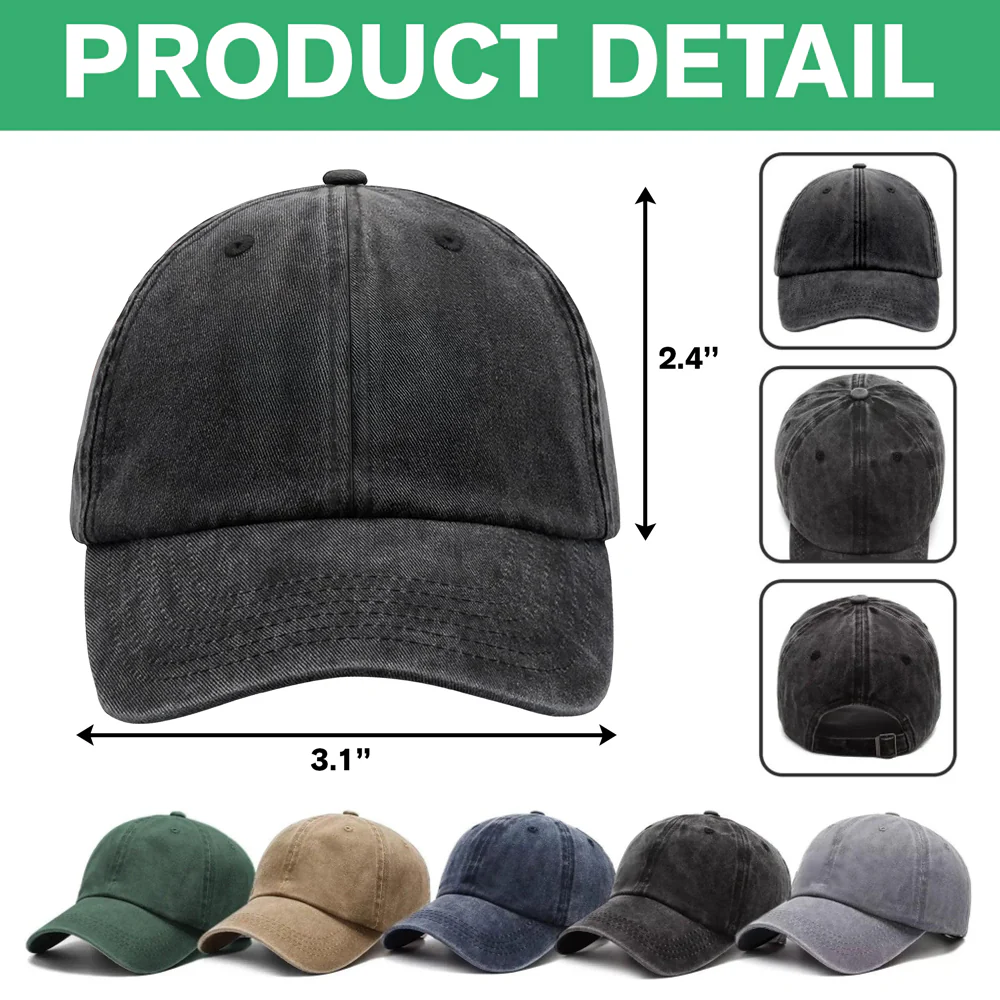 Custom Photo Dog - Dog's Dad The Man The Myth The Dealer American Flag Washed Denim Baseball Cap HO82 901264 - Image 6