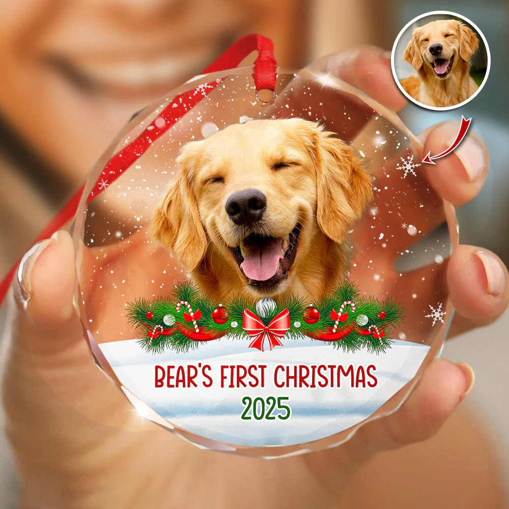 Custom Photo Dog First Christmas Glass Ornament HA75 897258 - Image 10