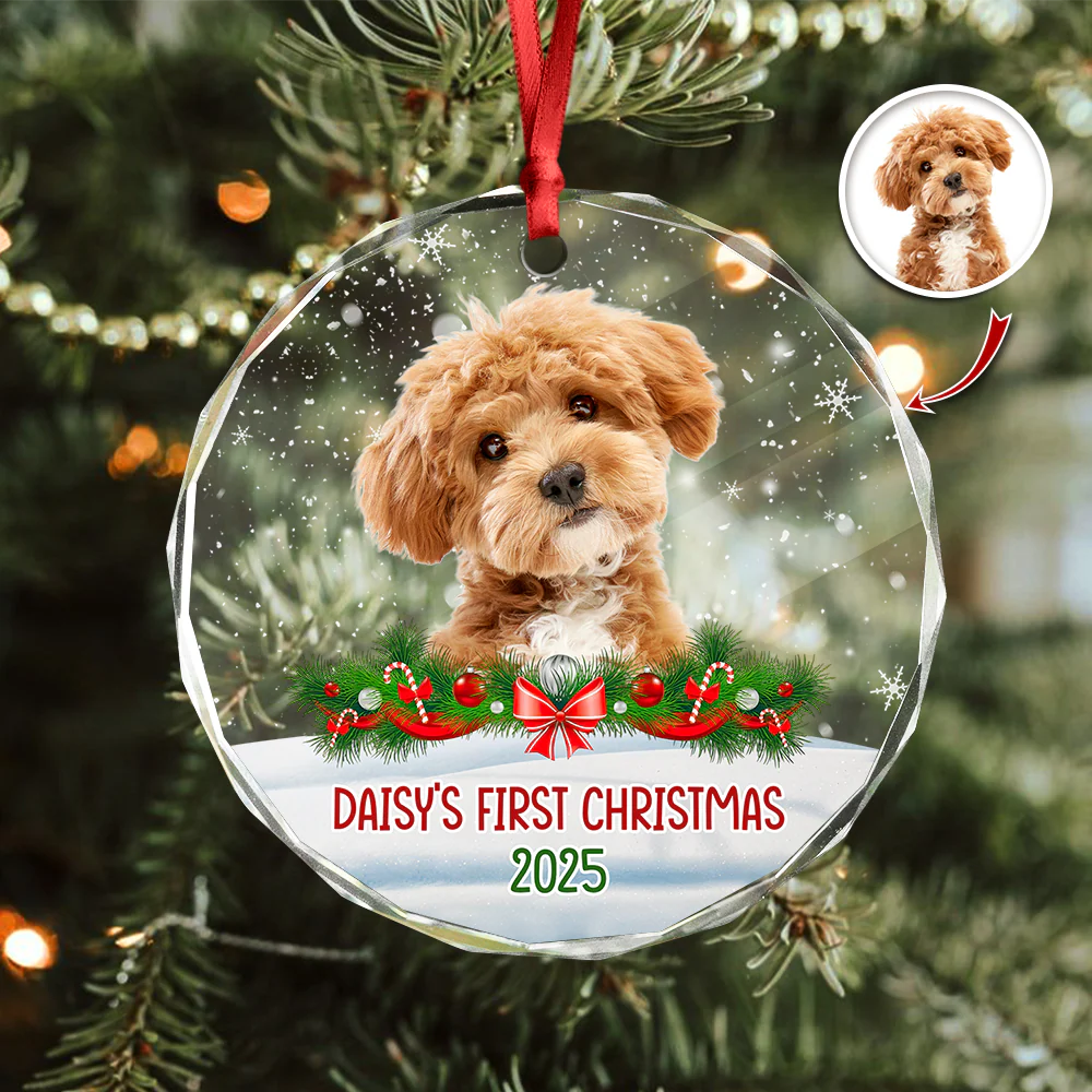 Custom Photo Dog First Christmas Glass Ornament HA75 897258 - Image 12