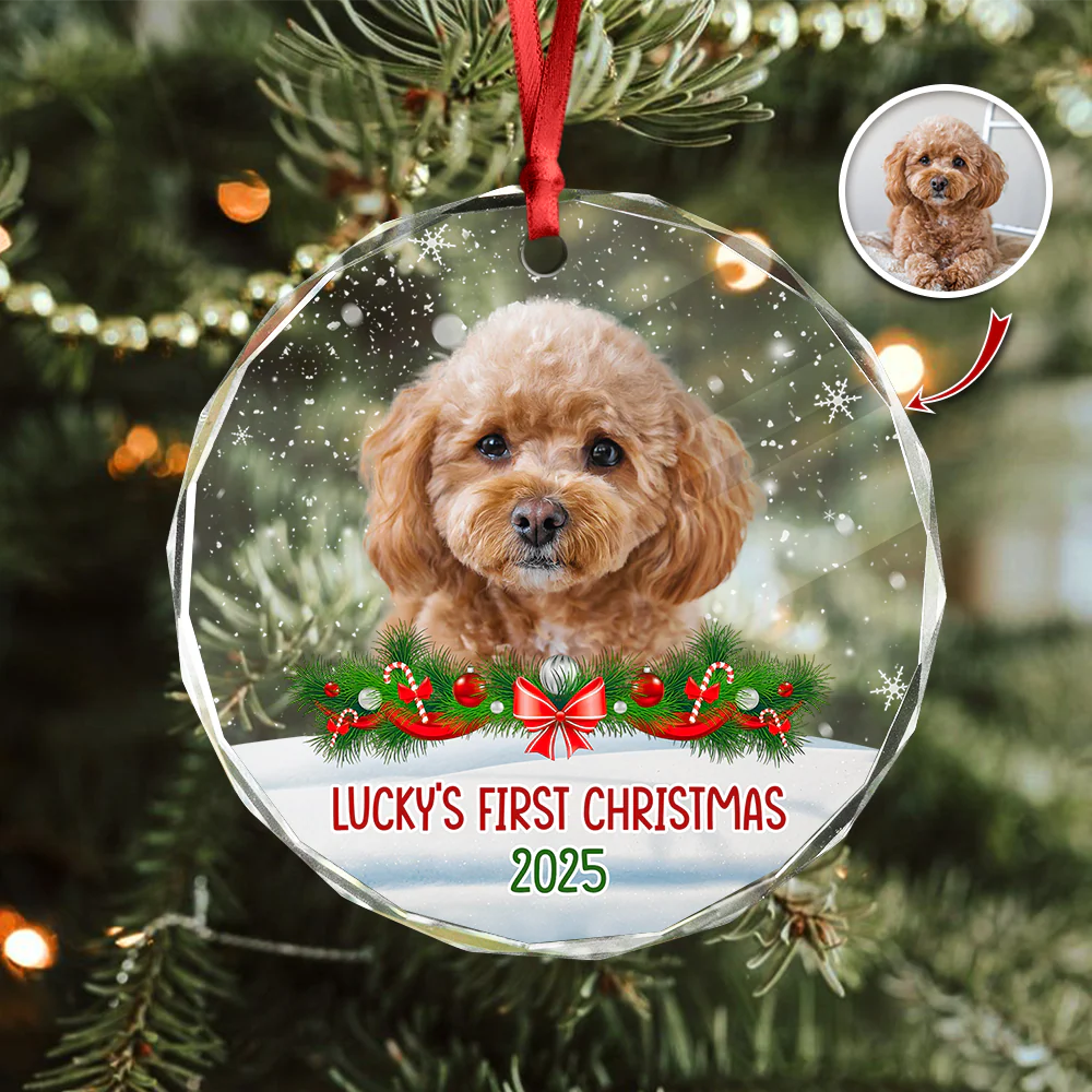 Custom Photo Dog First Christmas Glass Ornament HA75 897258 - Image 16
