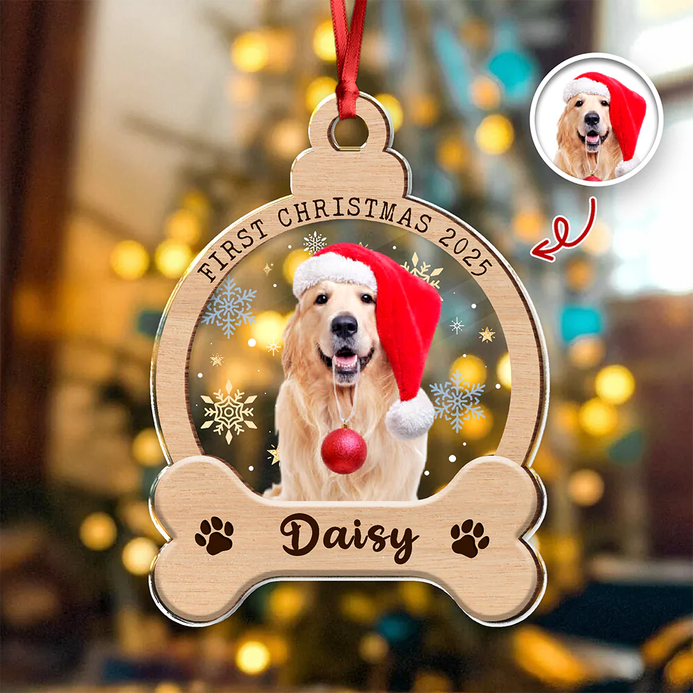 Custom Photo Dog First Christmas Wood And Acrylic Ornament HA75 897042 - Image 5