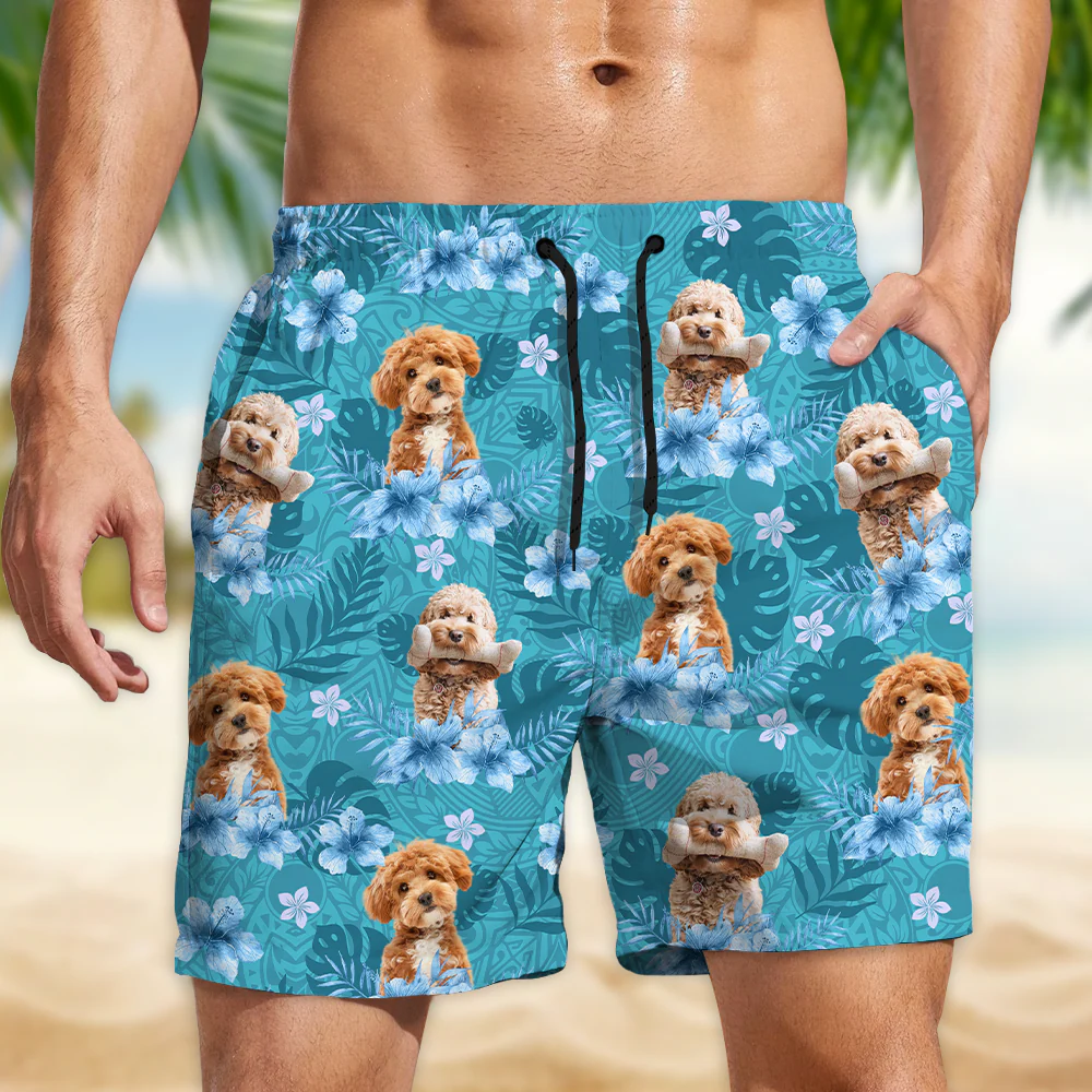 Custom Photo Dog Lovers Summer Tropical Vibe - Personalized Beach Short LM32 893687 - Image 2