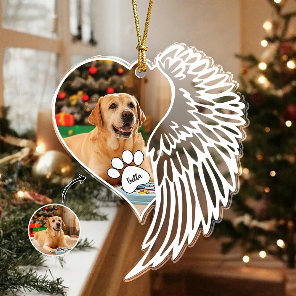Custom Photo Dog Memorial Wing - Personalized Acrylic Ornament LM32 895869 - Image 2