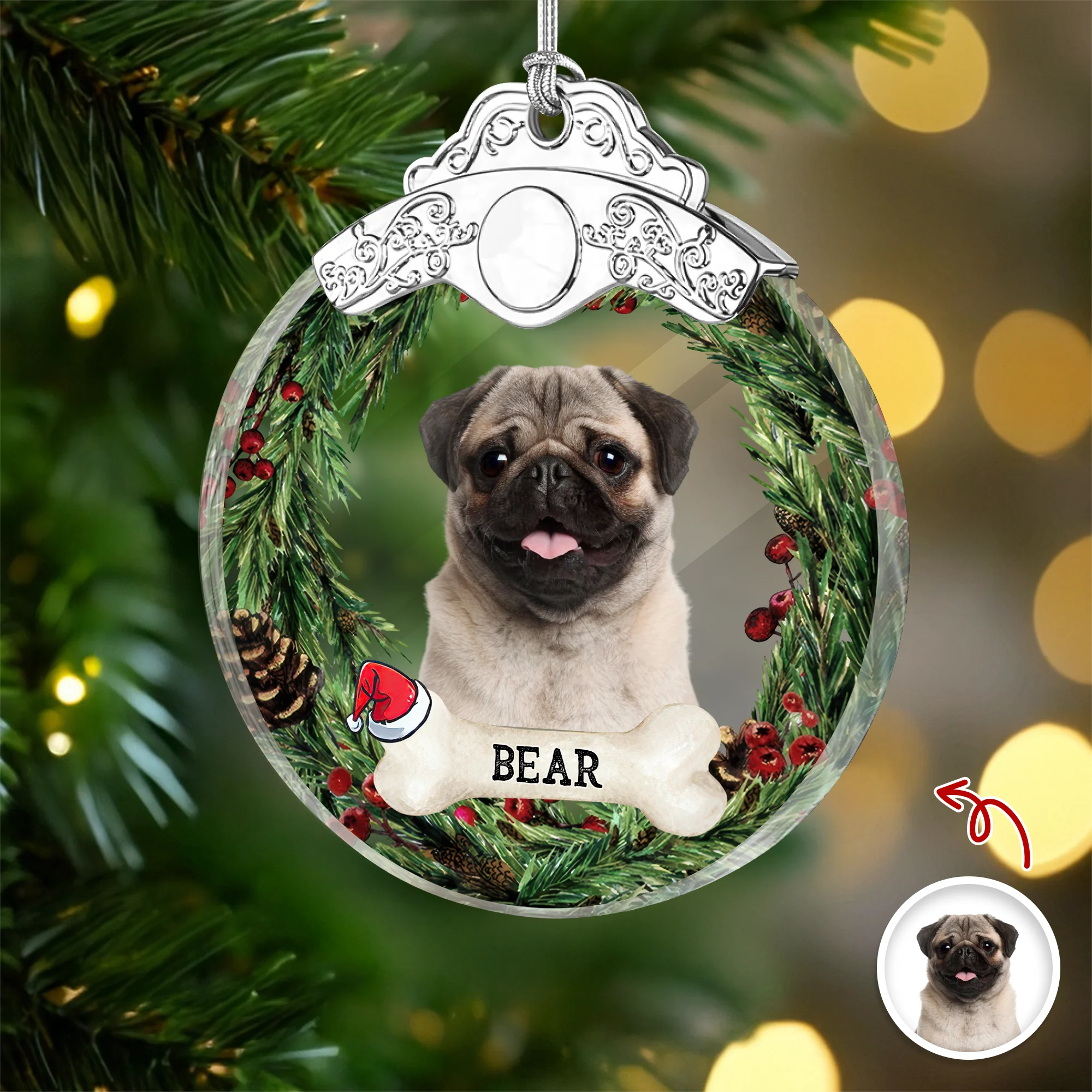 Custom Photo Dog Metal Glass Ornament For Christmas HA75 897168 - Image 4