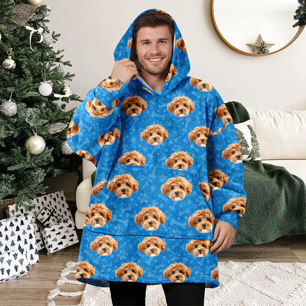 Custom Photo Dog Paw Pattern Hoodie Blanket HA75 898260 - Image 6