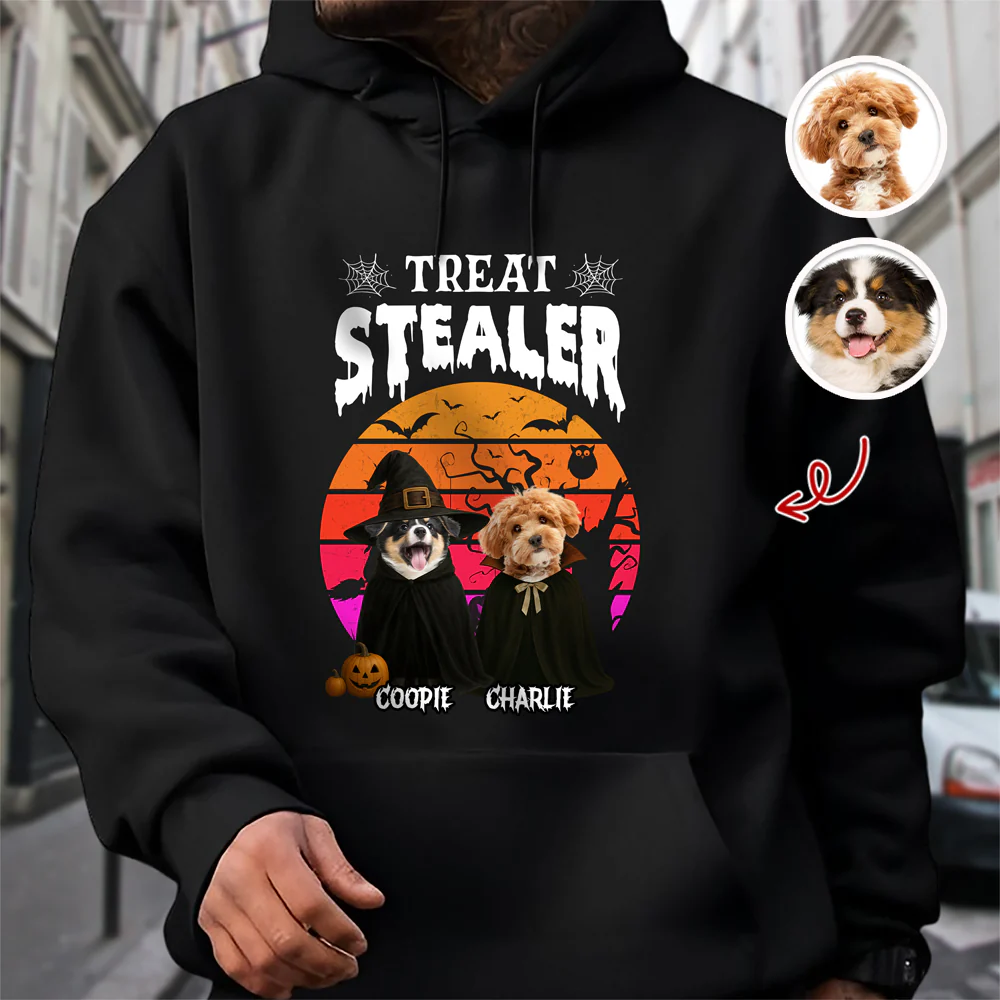 Custom Photo Dog Treat Stealer Halloween Dark Shirt HA75 897648 - Image 4