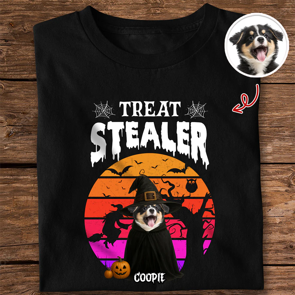 Custom Photo Dog Treat Stealer Halloween Dark Shirt HA75 897648 - Image 8