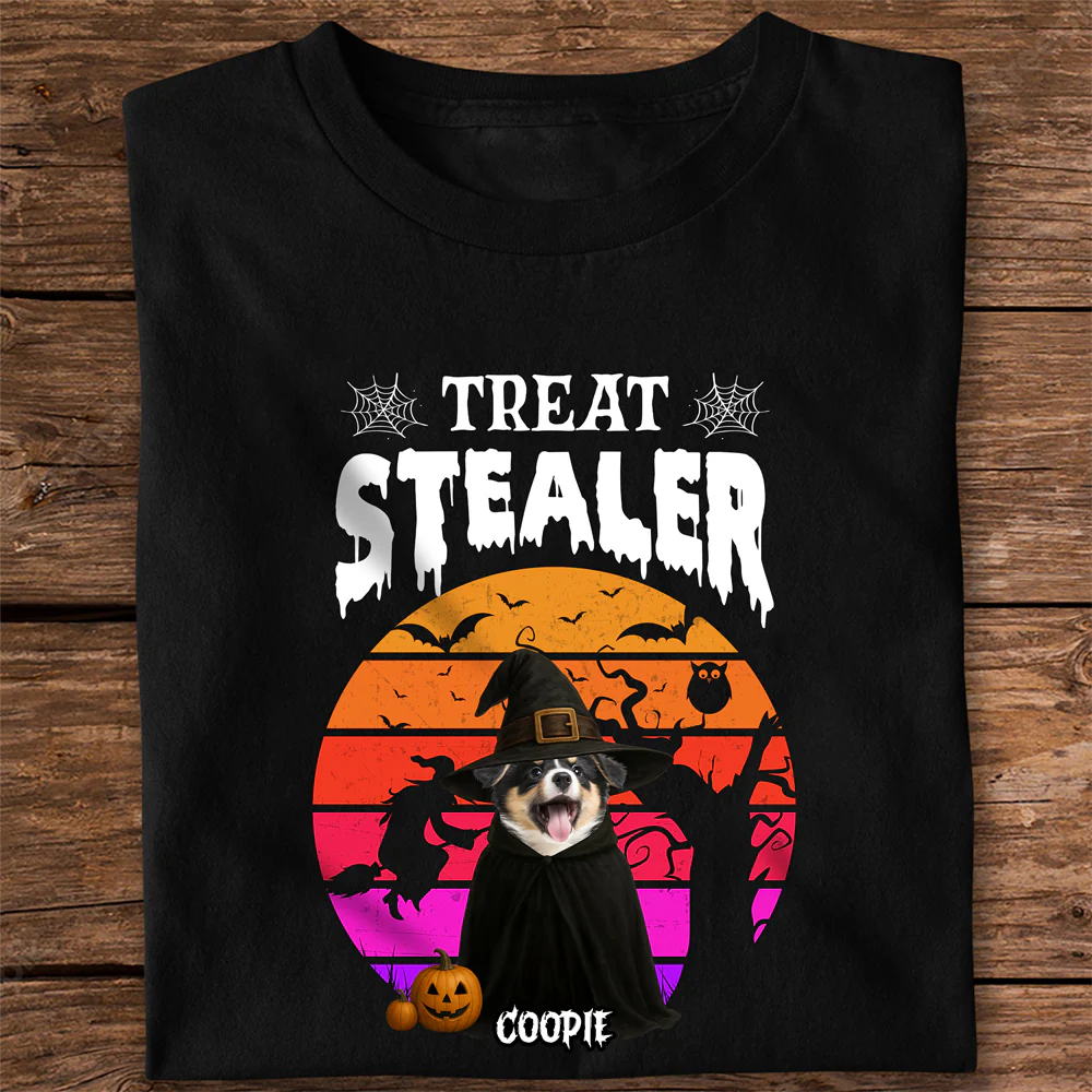 Custom Photo Dog Treat Stealer Halloween Dark Shirt HA75 897648 - Image 9