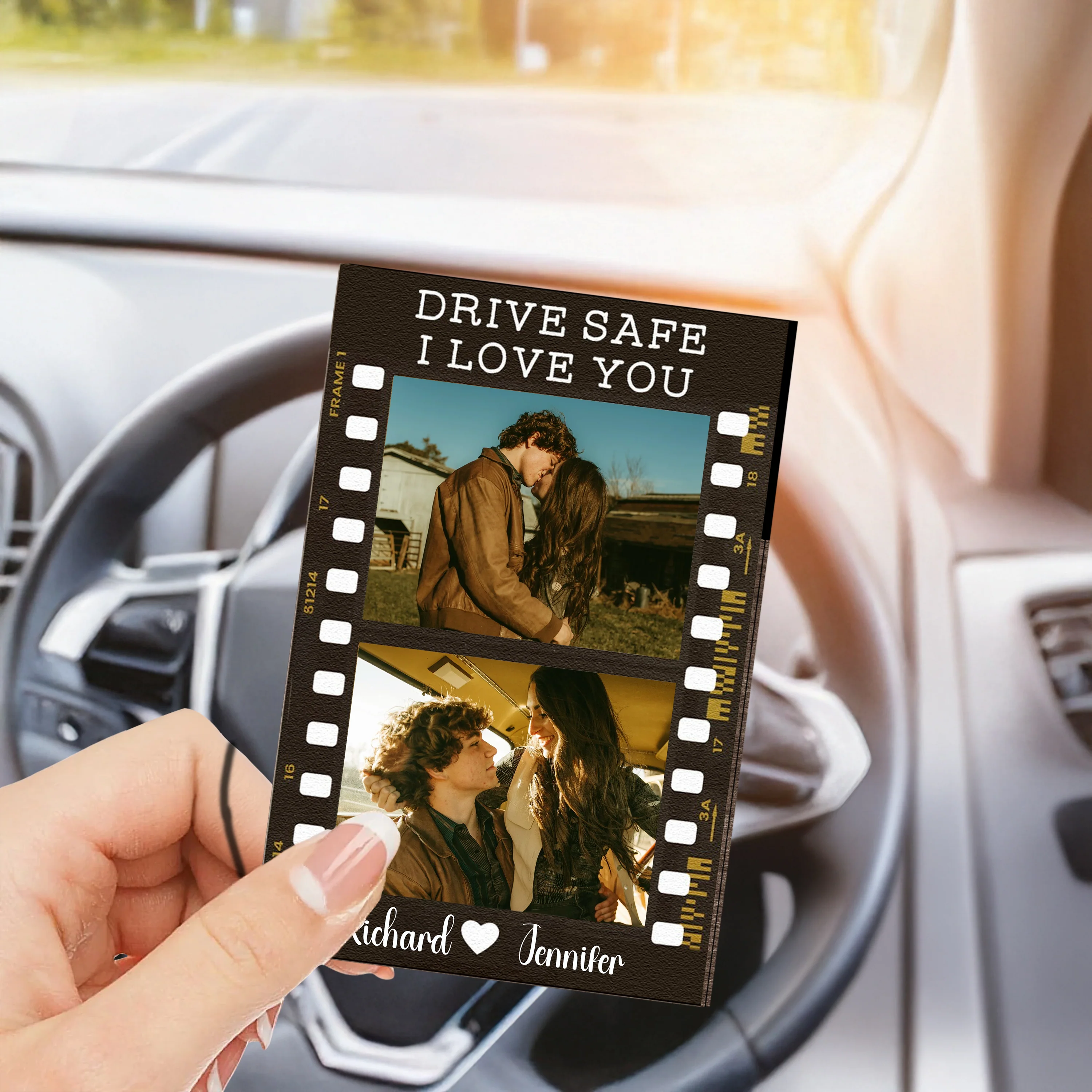 Custom Photo Drive Safe, I Love You Personalized Wooden Car Visor Clip HA75 898938 - Image 3