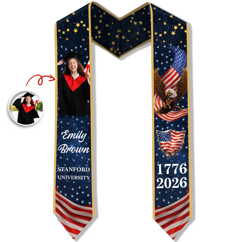 Custom Photo Eagle USA 250 Years 1776-2026 Graduation Stole TH10 898639 - Image 6