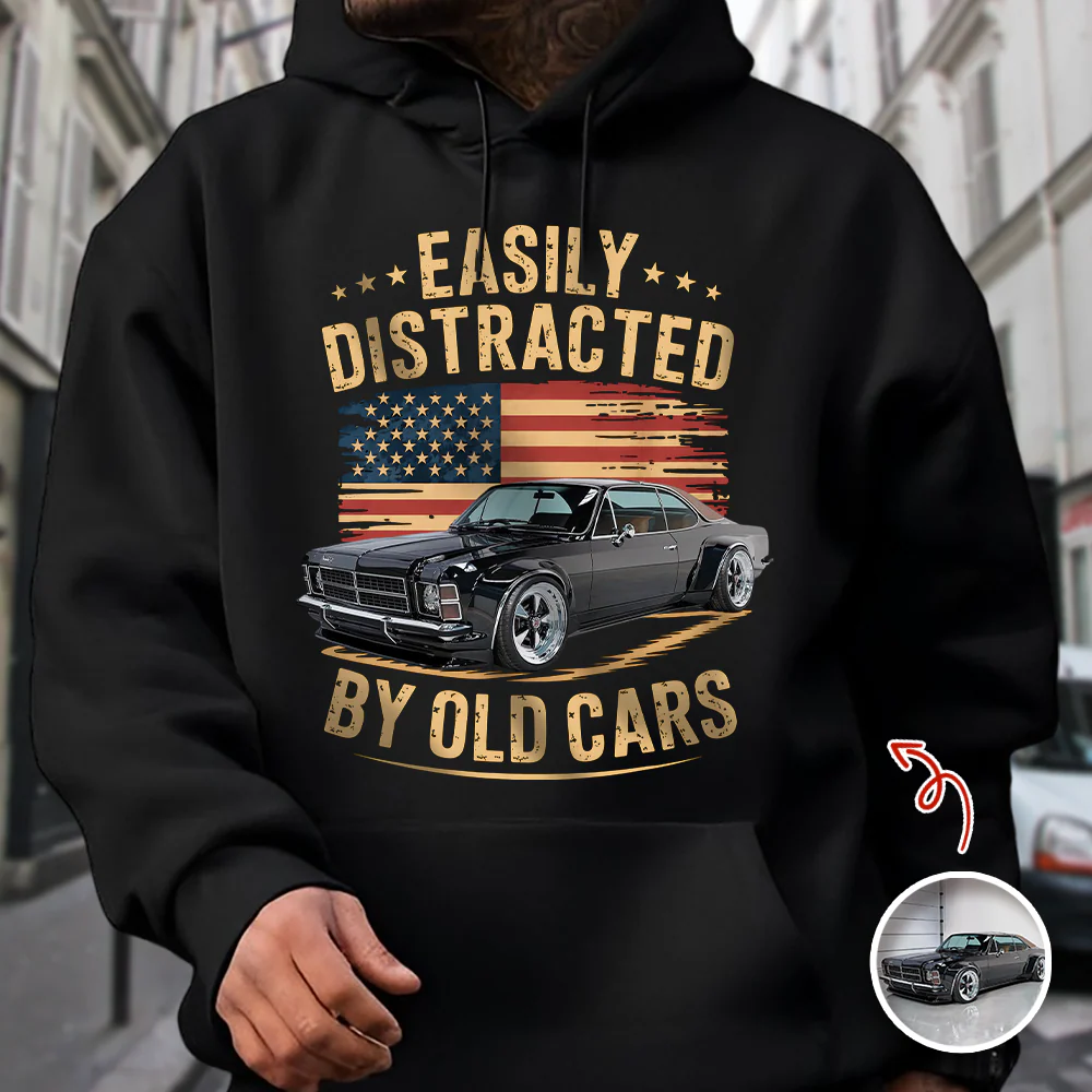 Custom Photo Easily Distracted by Old Cars Classic Car Guy Funny Vintage Dark Shirt CH07 180032 - Image 7