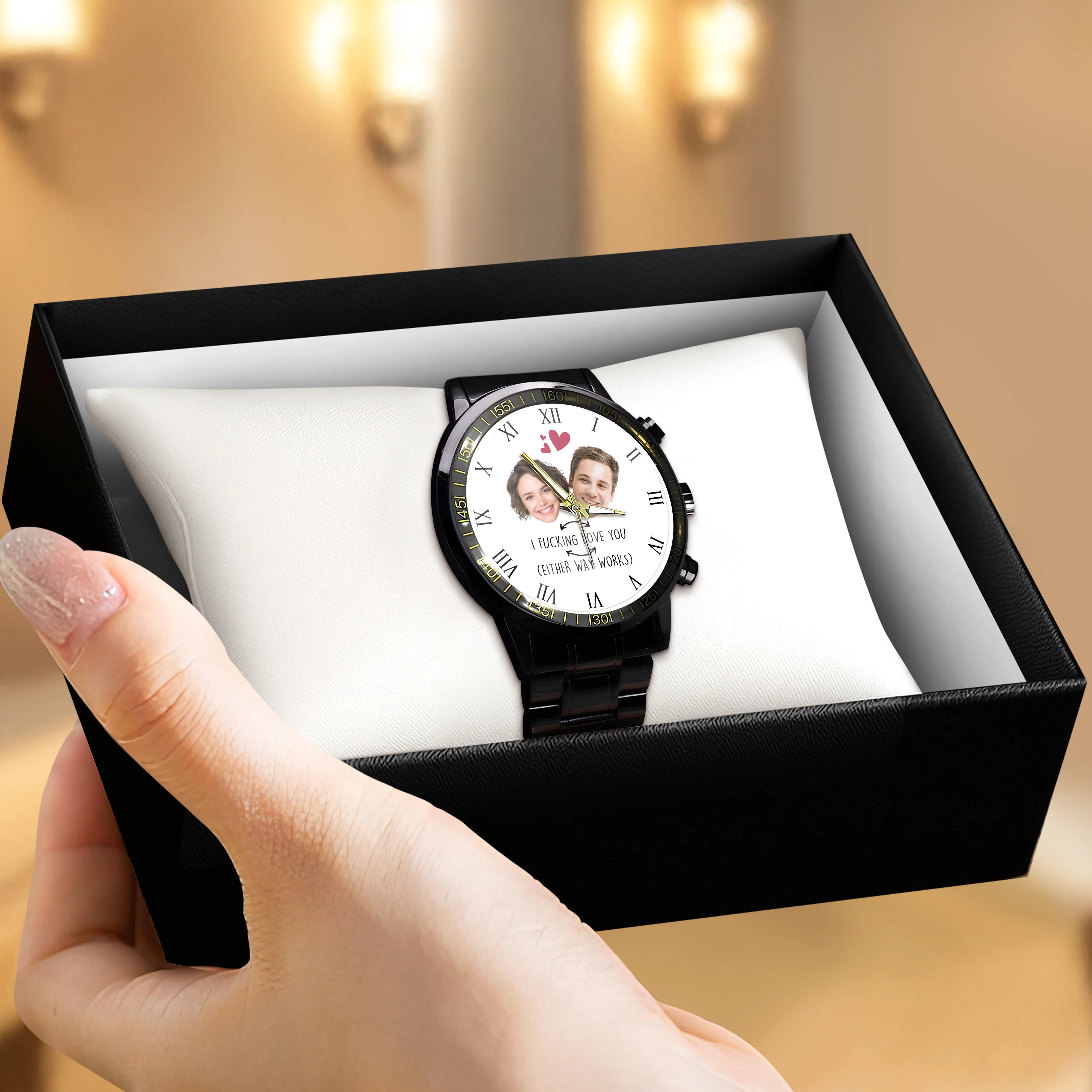 Custom Photo Face Tattoo Couple - Personalized Photo Men's Wrist Watch HO82 893796 - Image 2