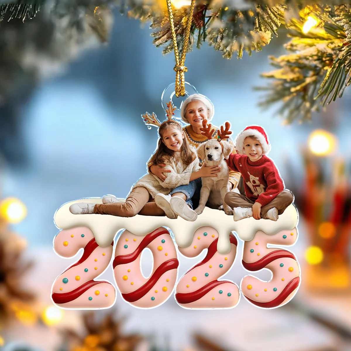 Custom Photo Family Christmas Acrylic Ornament HA75 897924 - Image 2
